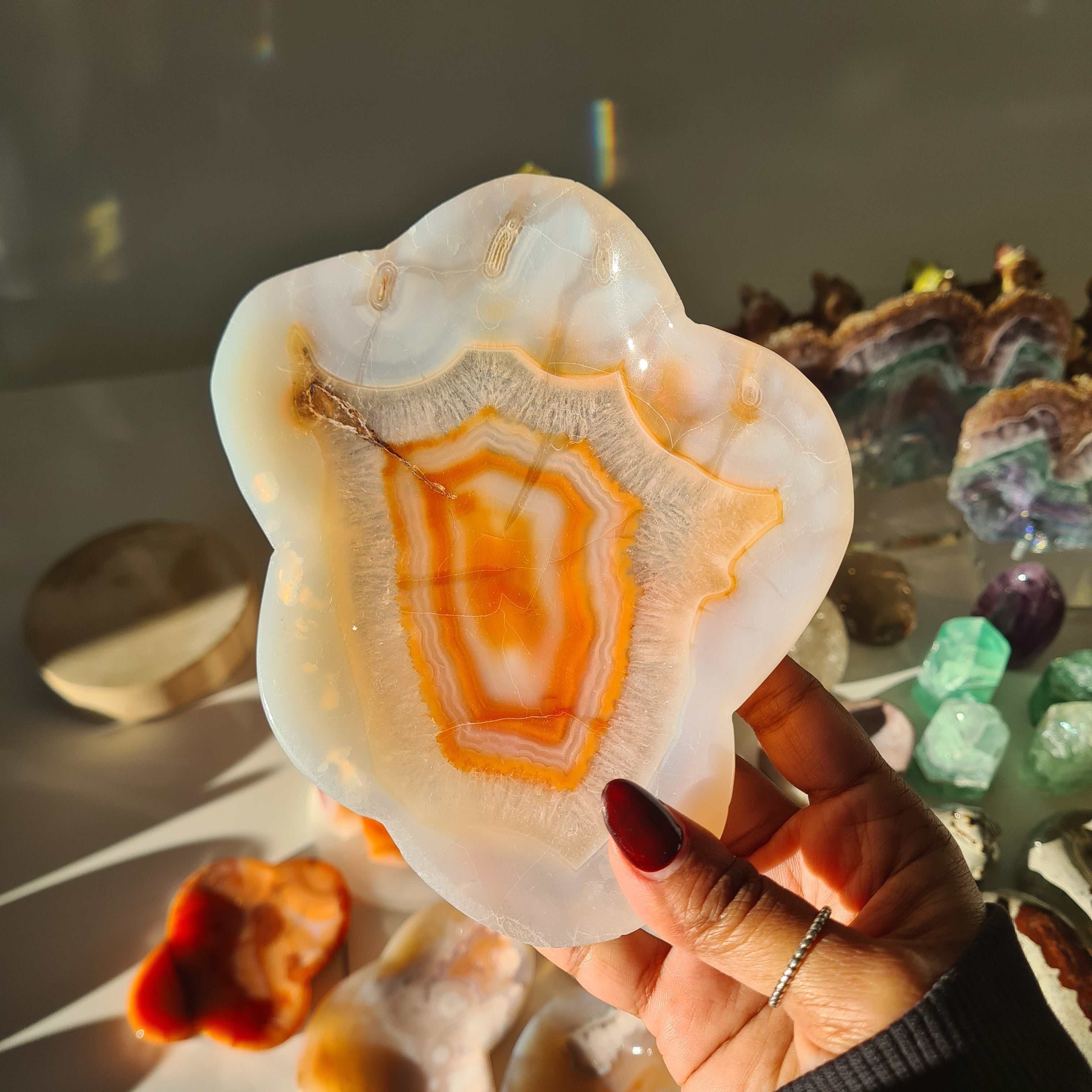 Carnelian Flower Agate Bowl | F | 15 cm