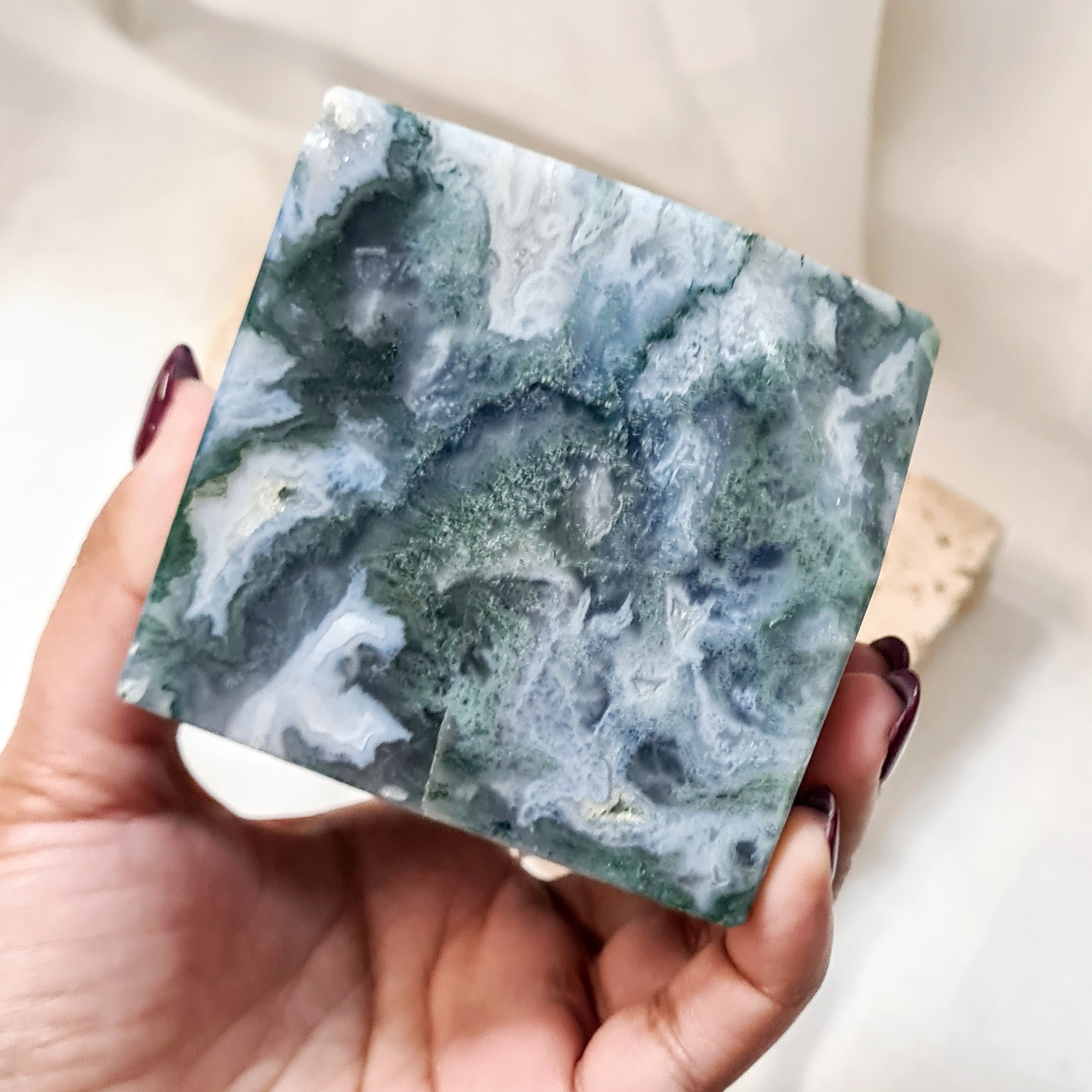 Moss Agate | Large cube