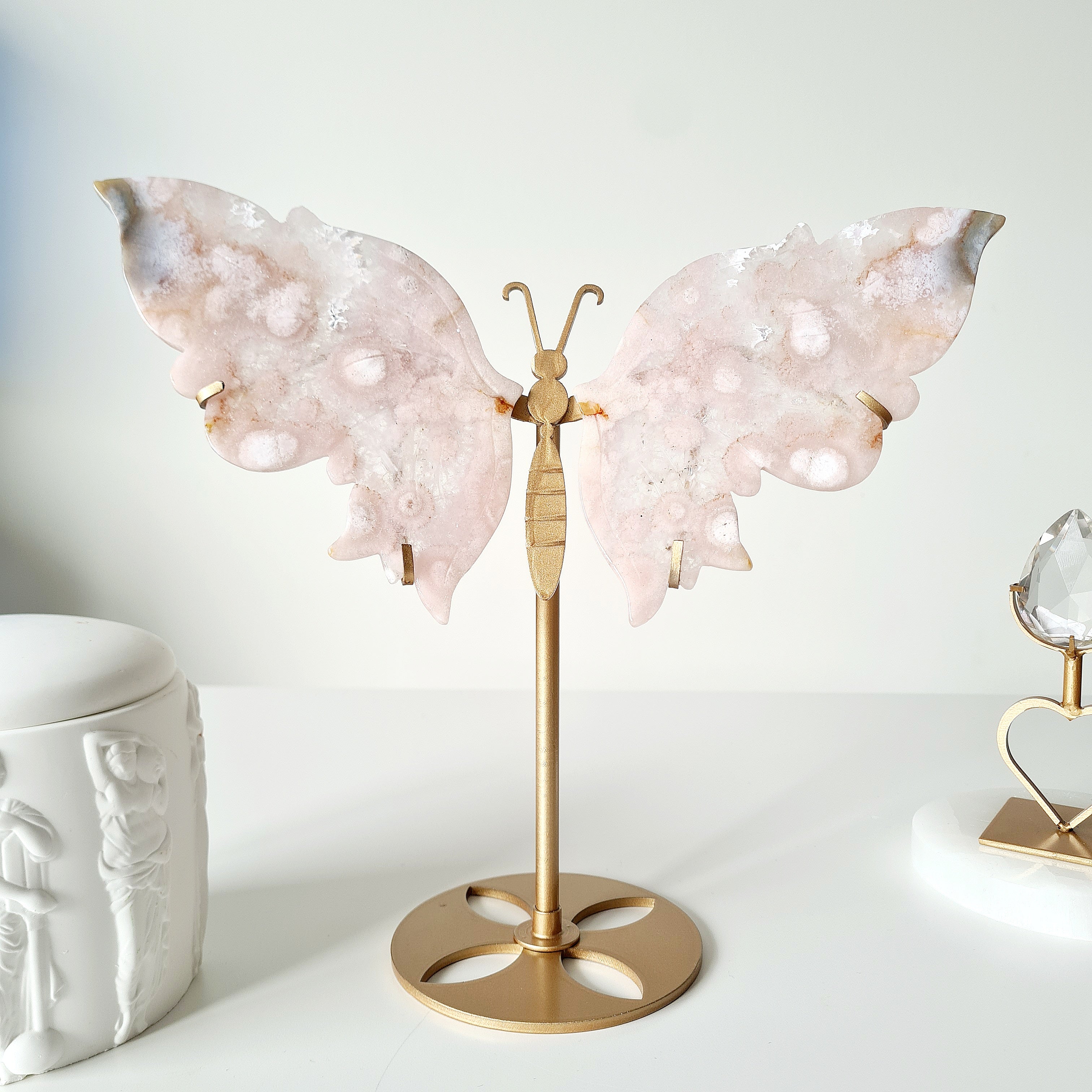 Flower Agate Butterfly 🦋 | 24 cm tall with stand