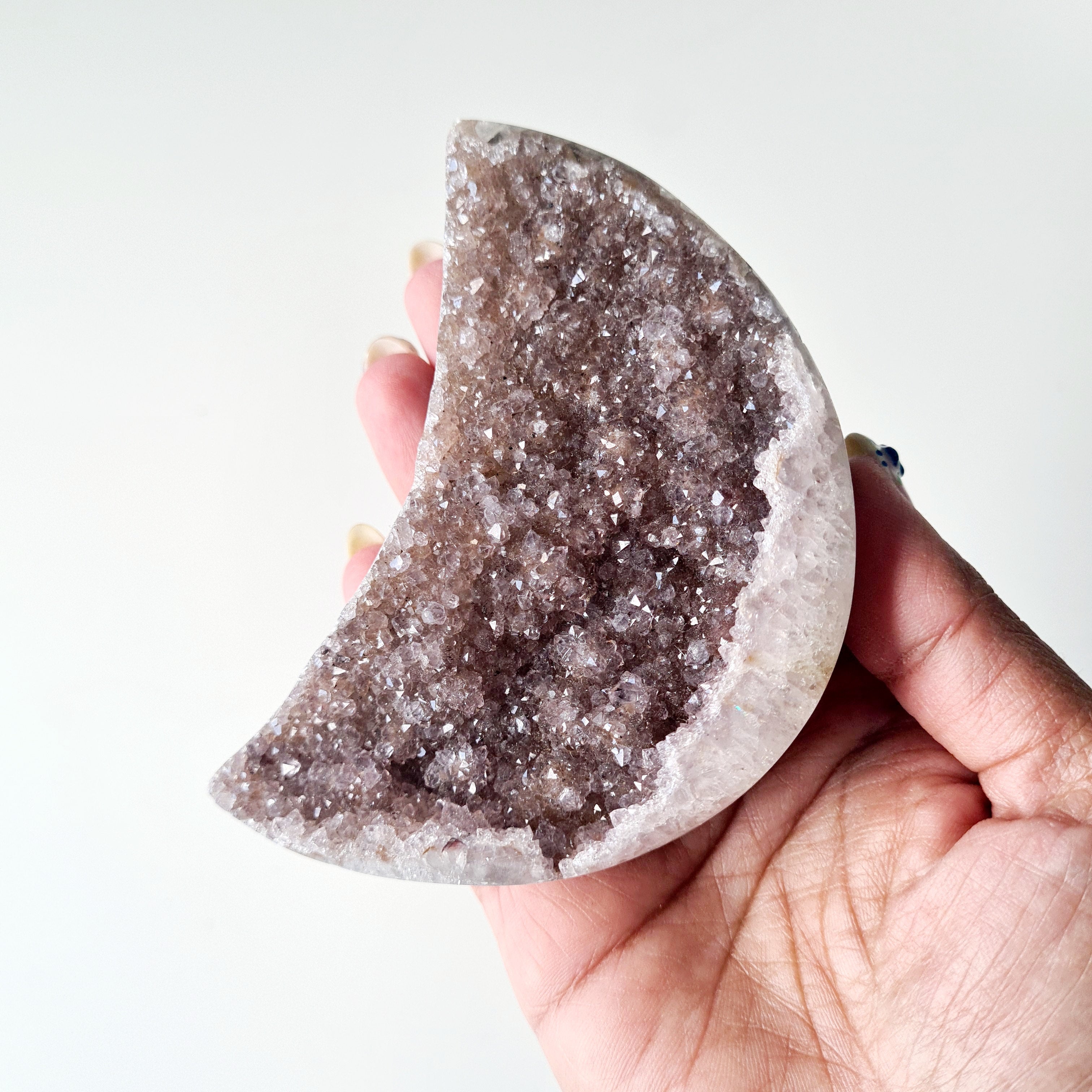 Smokey Amethyst Moon Carving 🌙 | 240 g | 9 cm