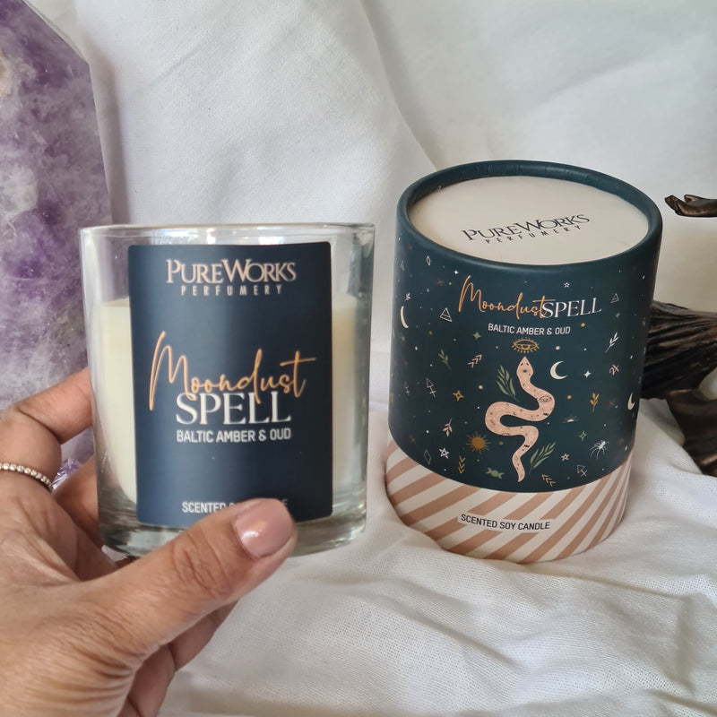 MoonDust Ritual Spell Candle | Amber & Oud | Small