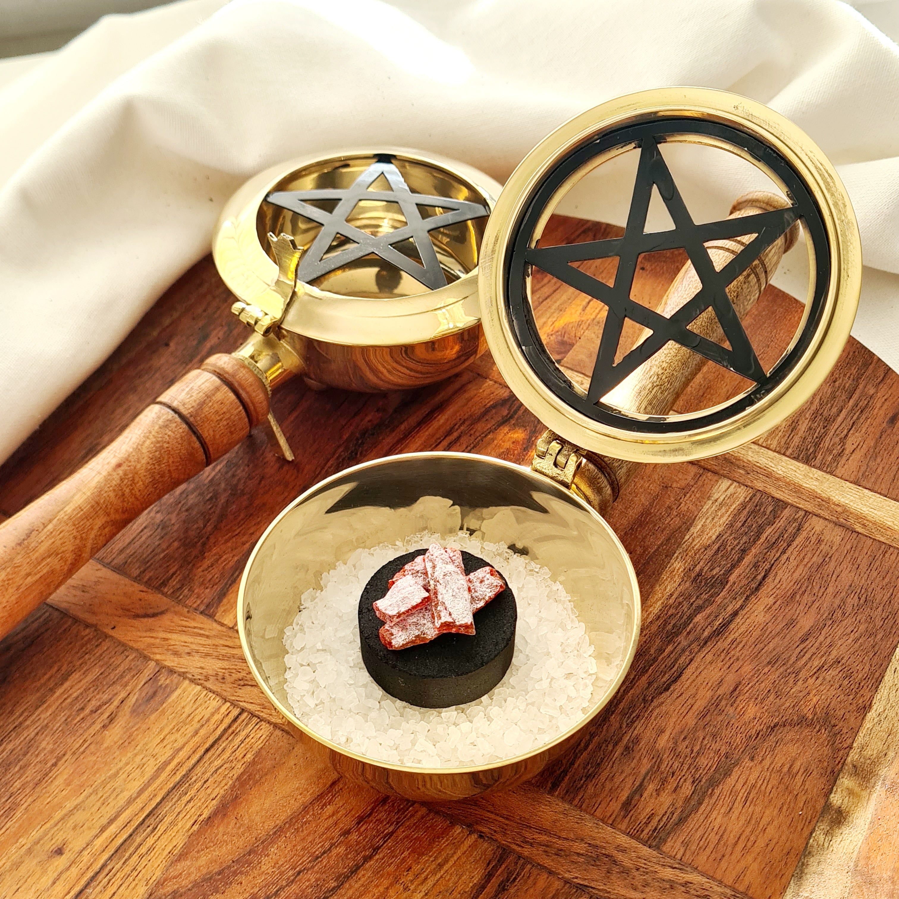 Burner with Wooden Handle | Pentacle Design