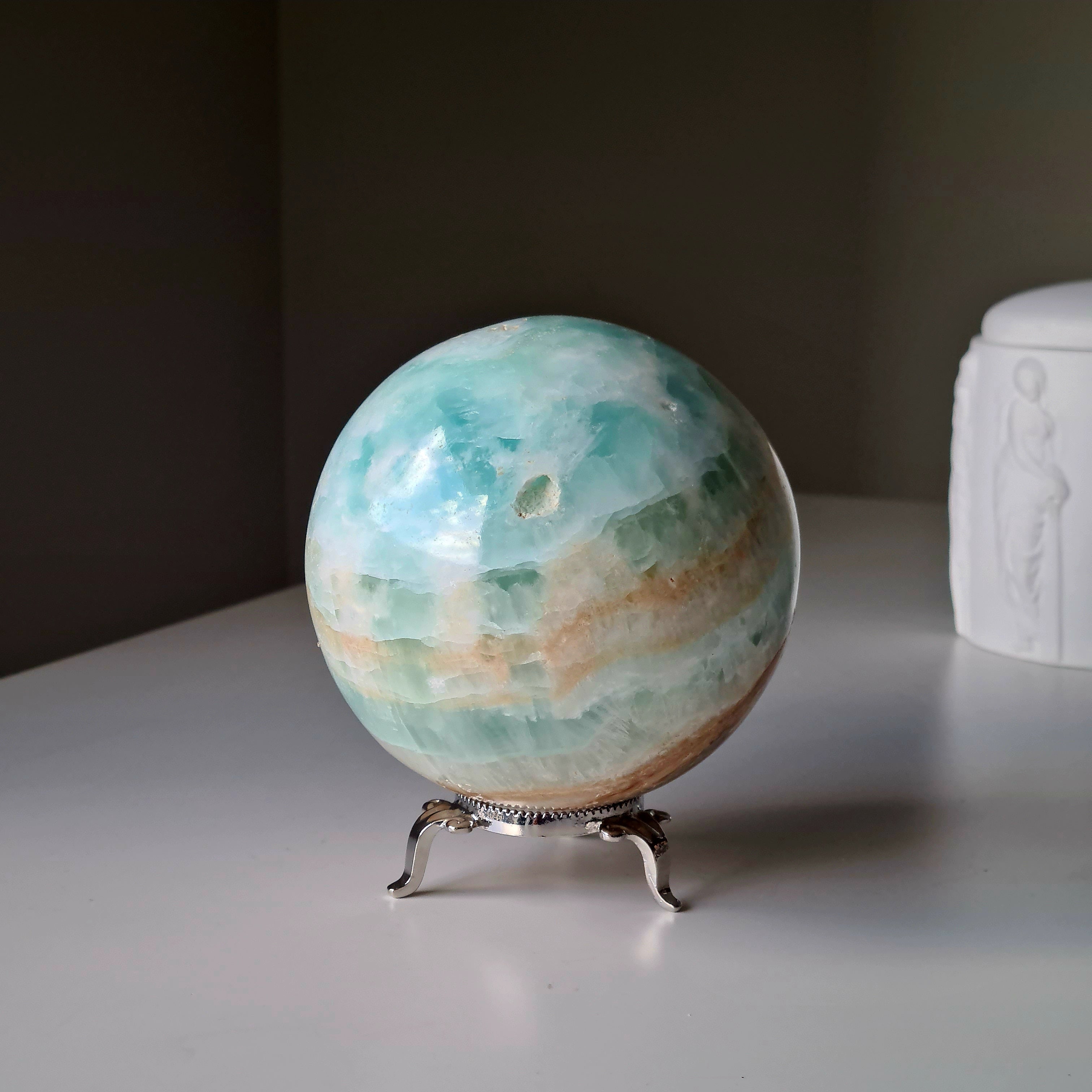 Carribean Calcite Sphere With Metal Stand | 9.6 cm | 1.4 kg