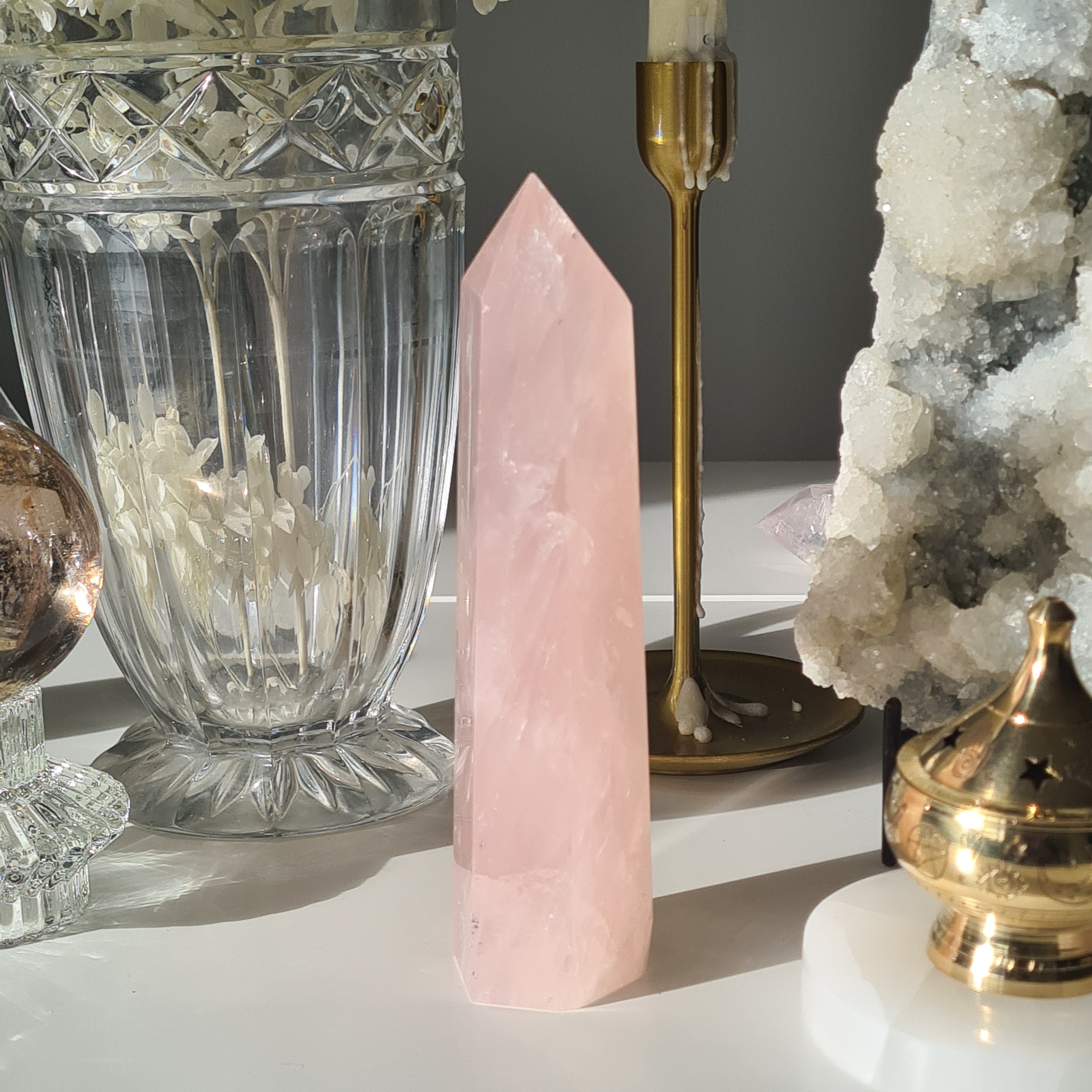 Rose Quartz Tower | Venus | 18 cm | Natural