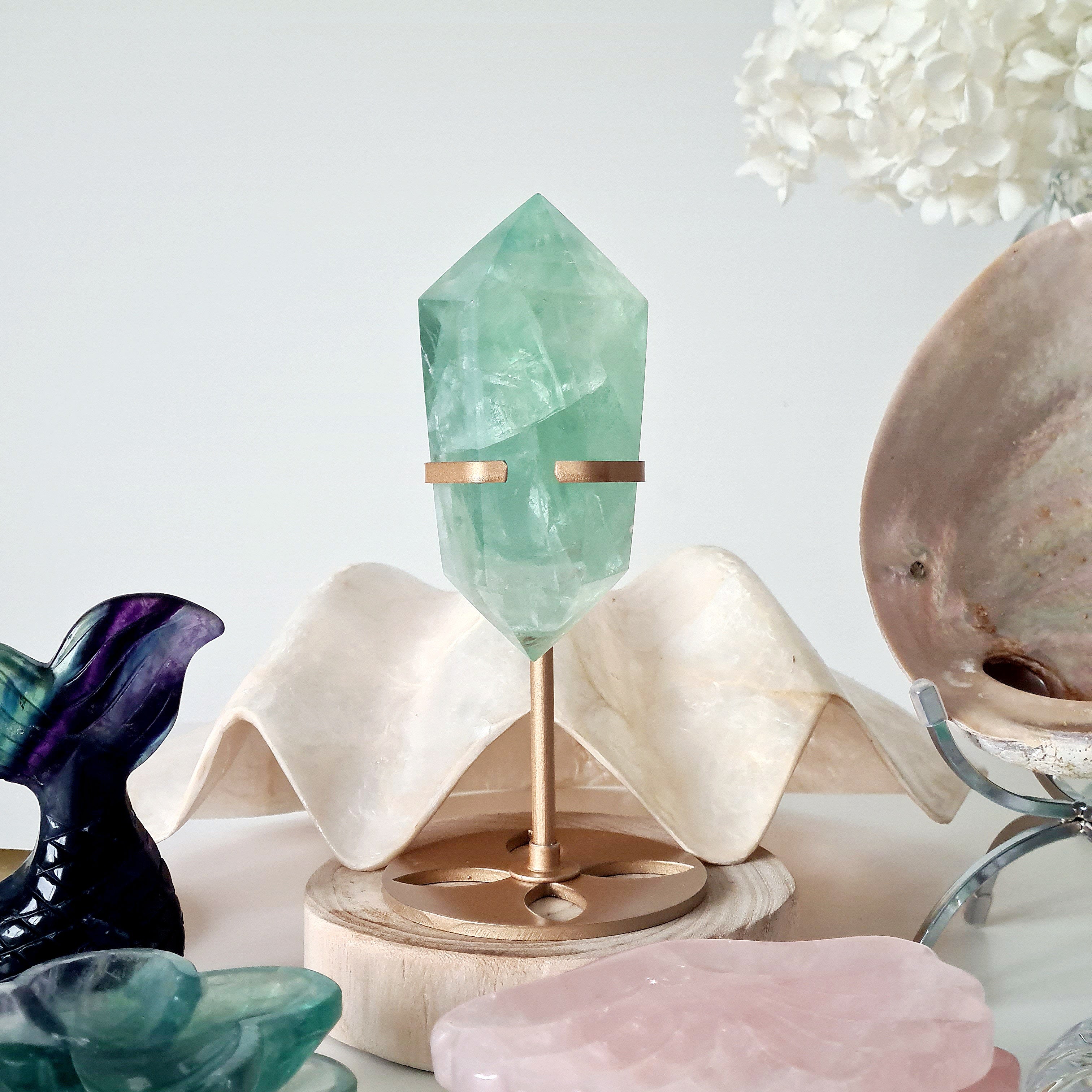 Fluorite DT with stand | E | 386 g | 10 cm