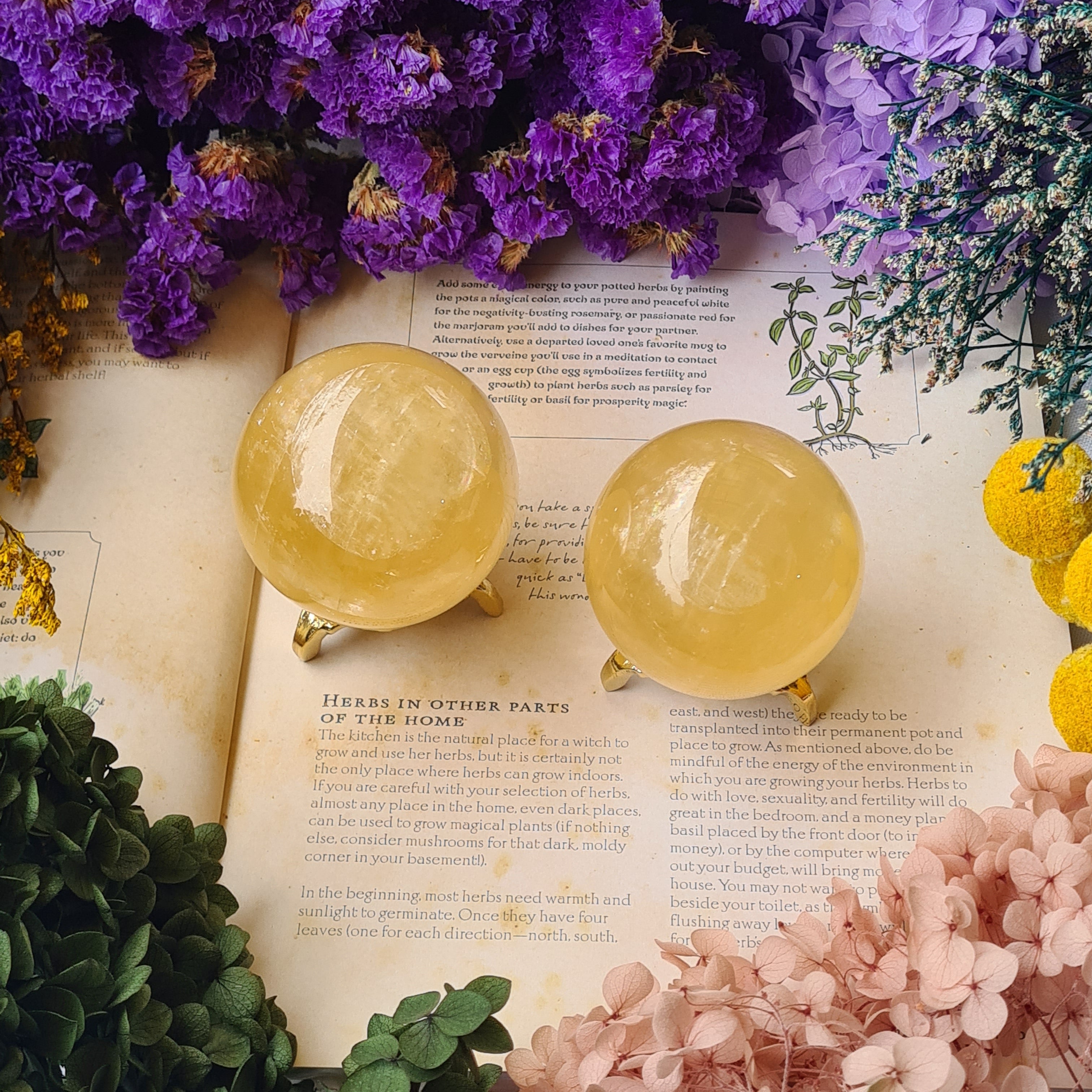 Honey Calcite Sphere With Stand | 1 Piece