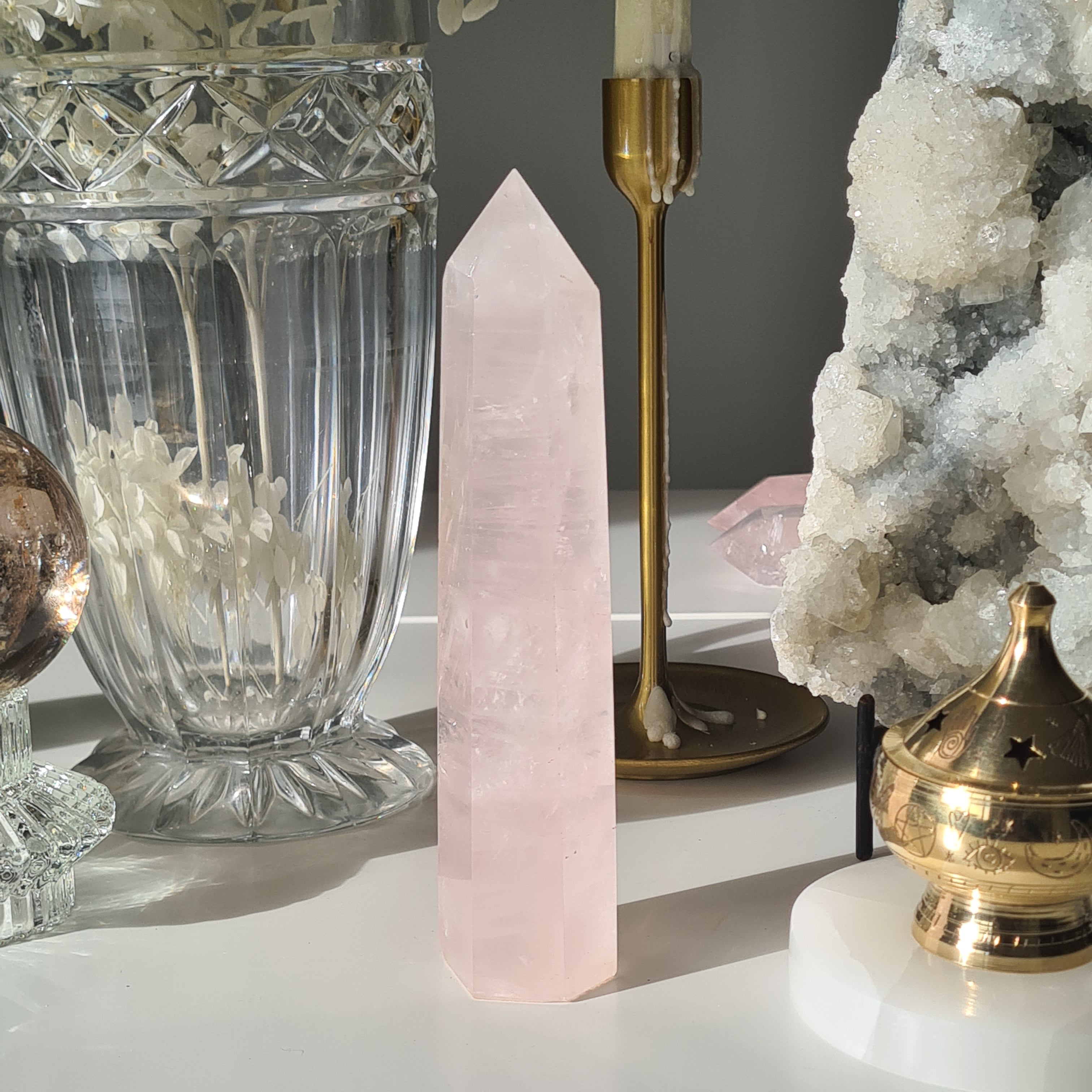 Rose Quartz Tower | Venus | 18 cm | Natural