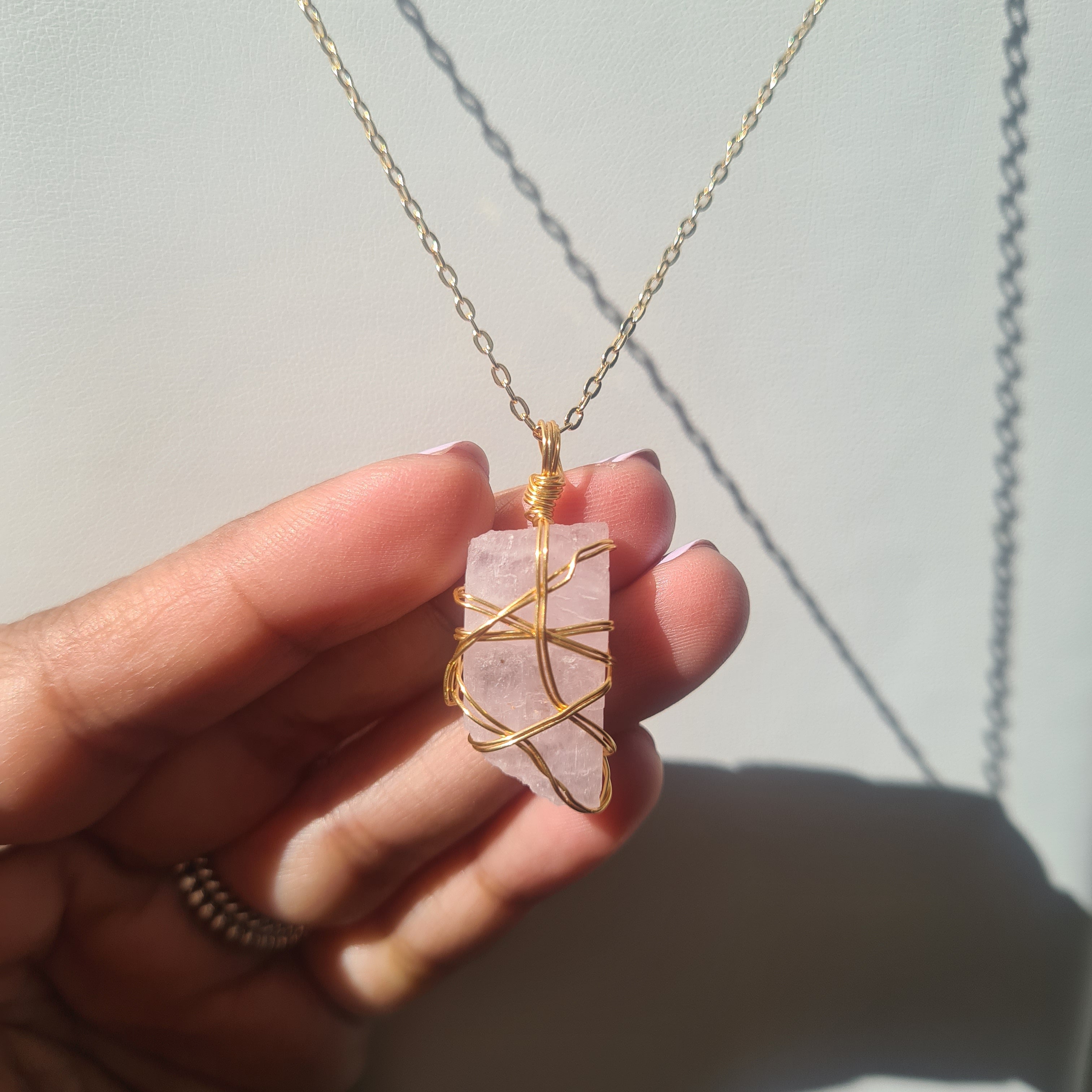 Kunzite Necklace ~ Gold Tone