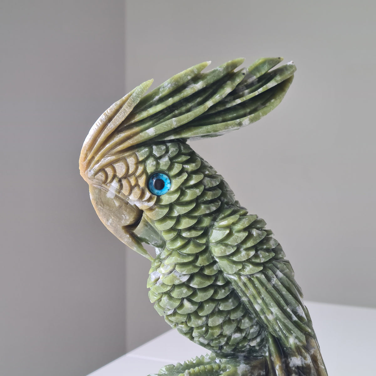 Jade Crystal Bird | Piece C | Handcarved | 22.5 cm tall