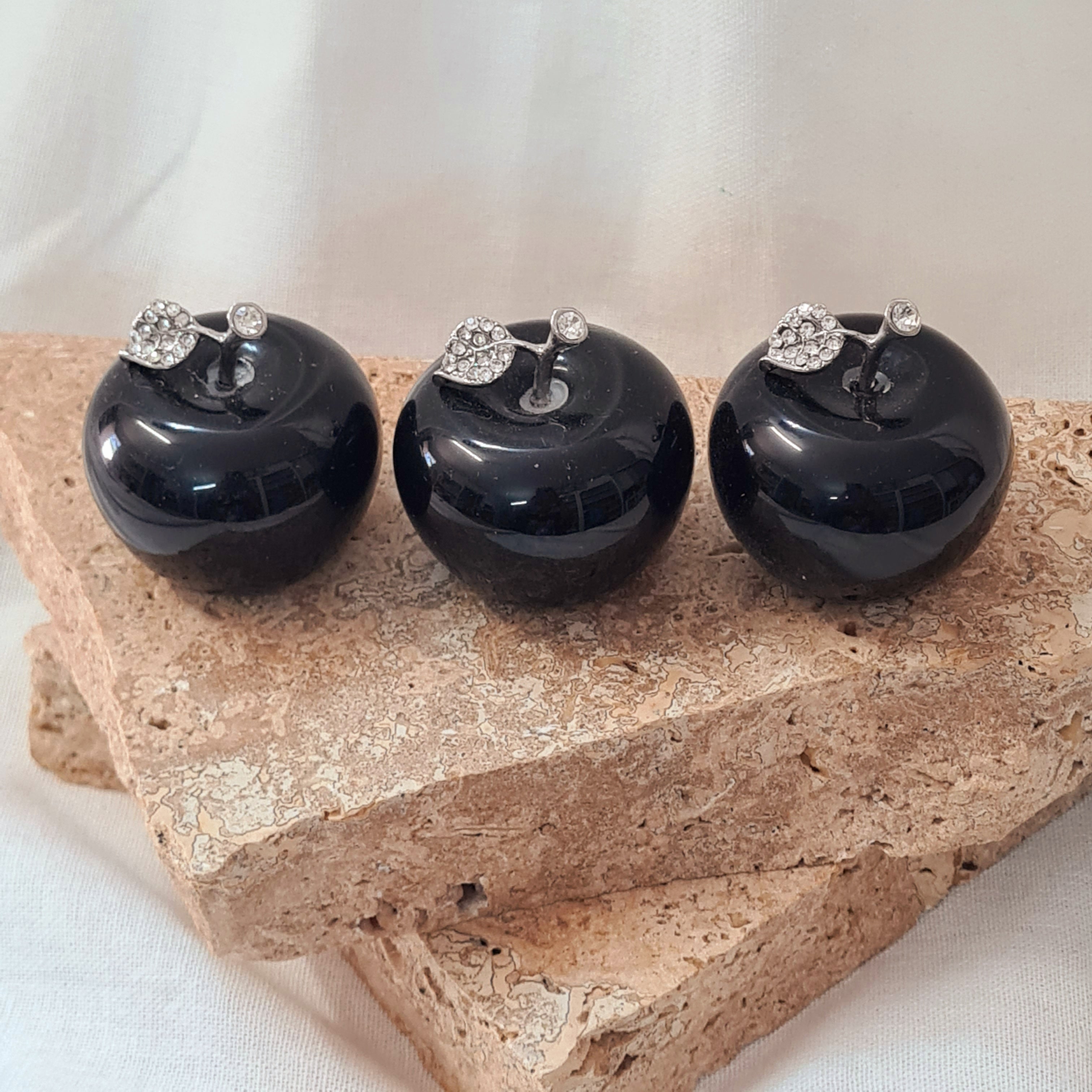 Black Obsidian Apple | 3.5 cm | 1 Piece