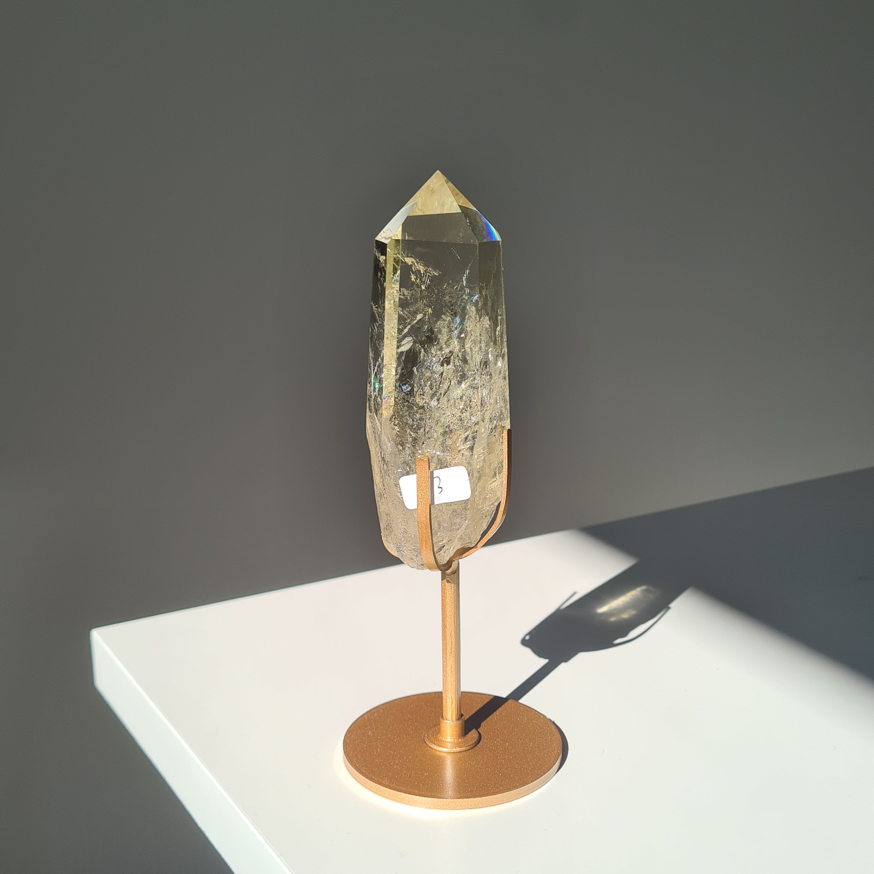 Citrine Crystal Wand With stand | Light Shade | B | Appx 17.8 cm tall including stand