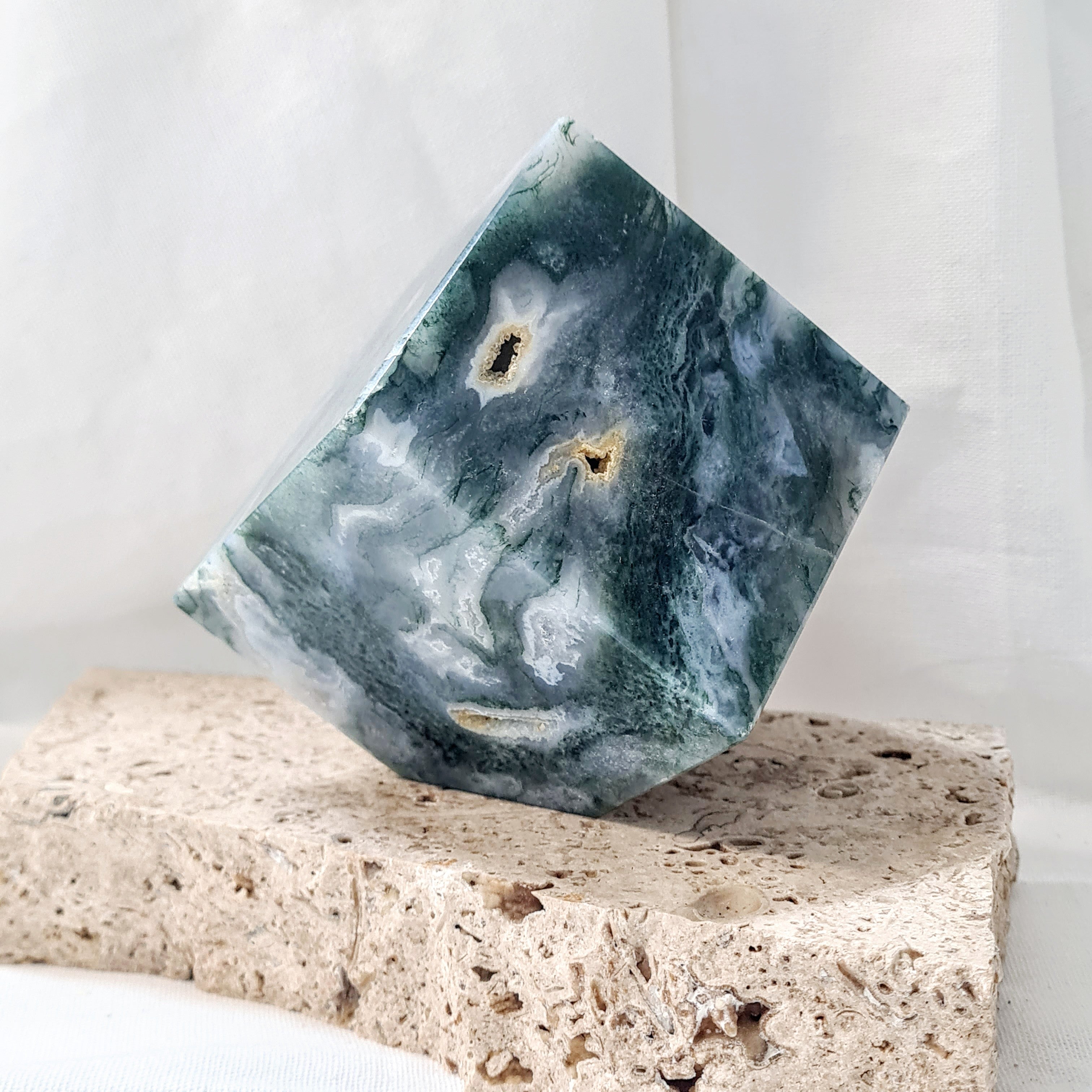 Moss Agate | Large cube