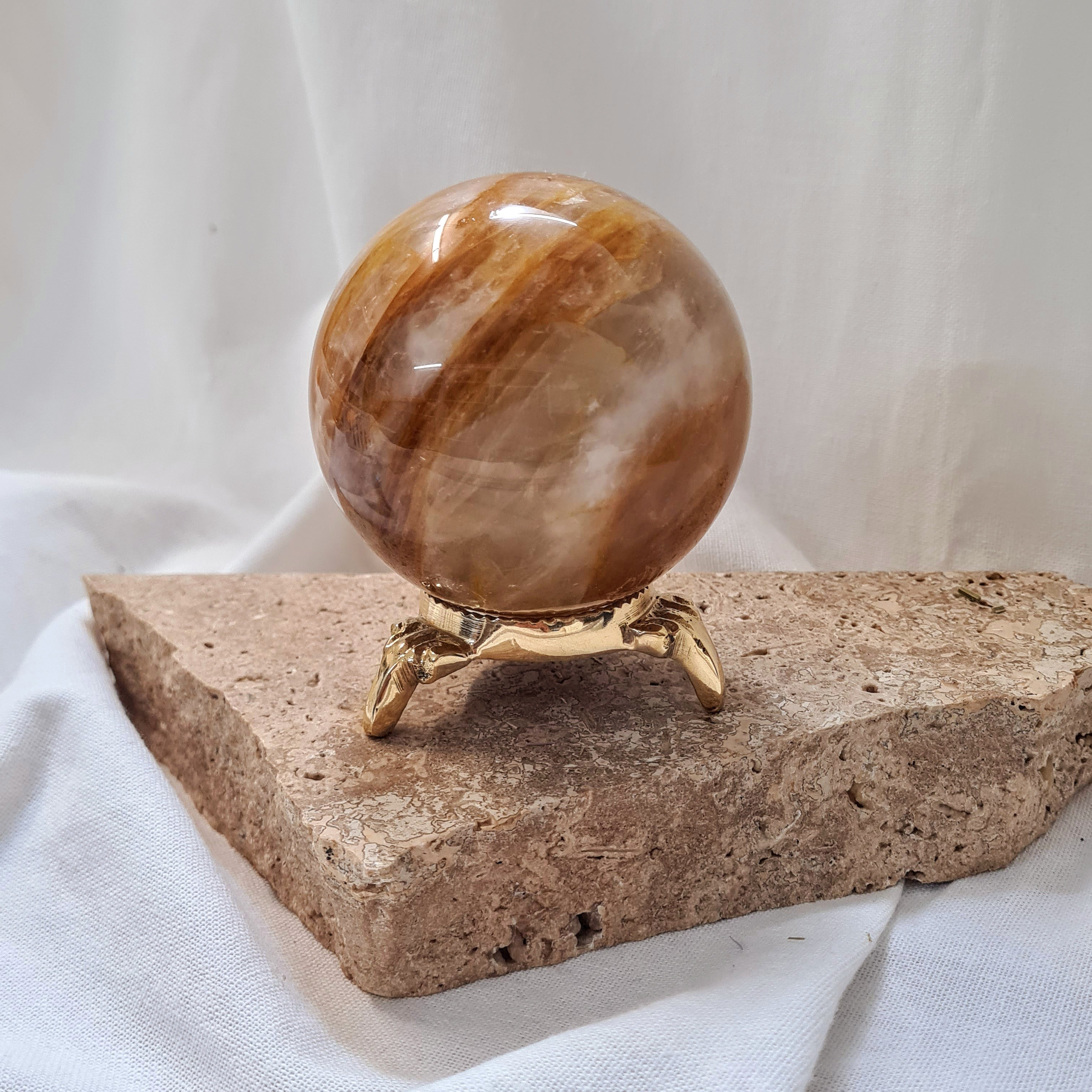 Golden Healer Sphere With Brass Stand | 596 g