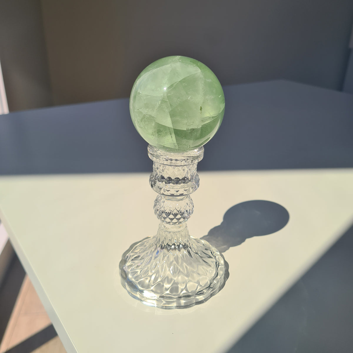 Fairy Dream Frozen Lake Fluorite Crystal Sphere With Stand | E