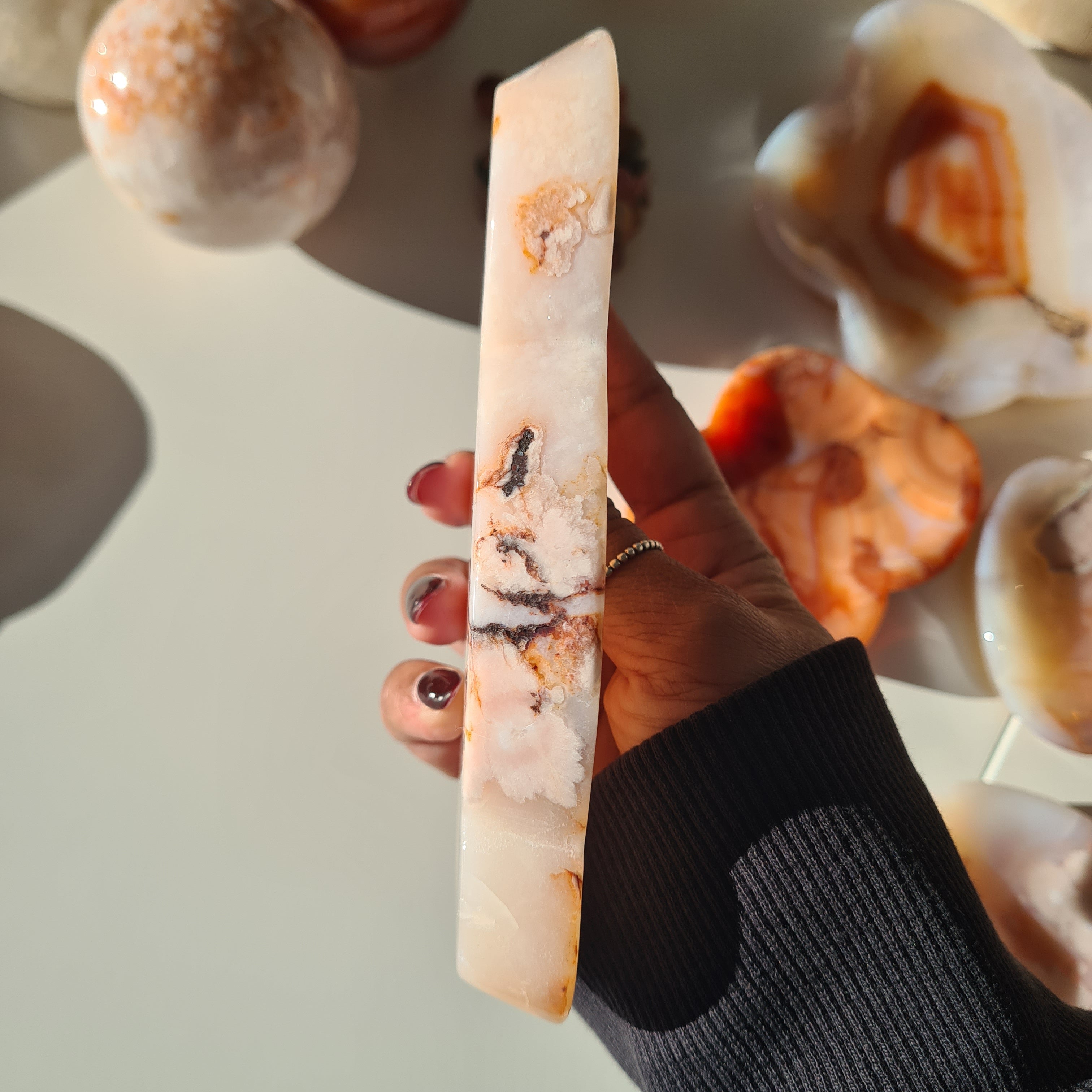 Carnelian Flower Agate Bowl | H | 15.5 cm