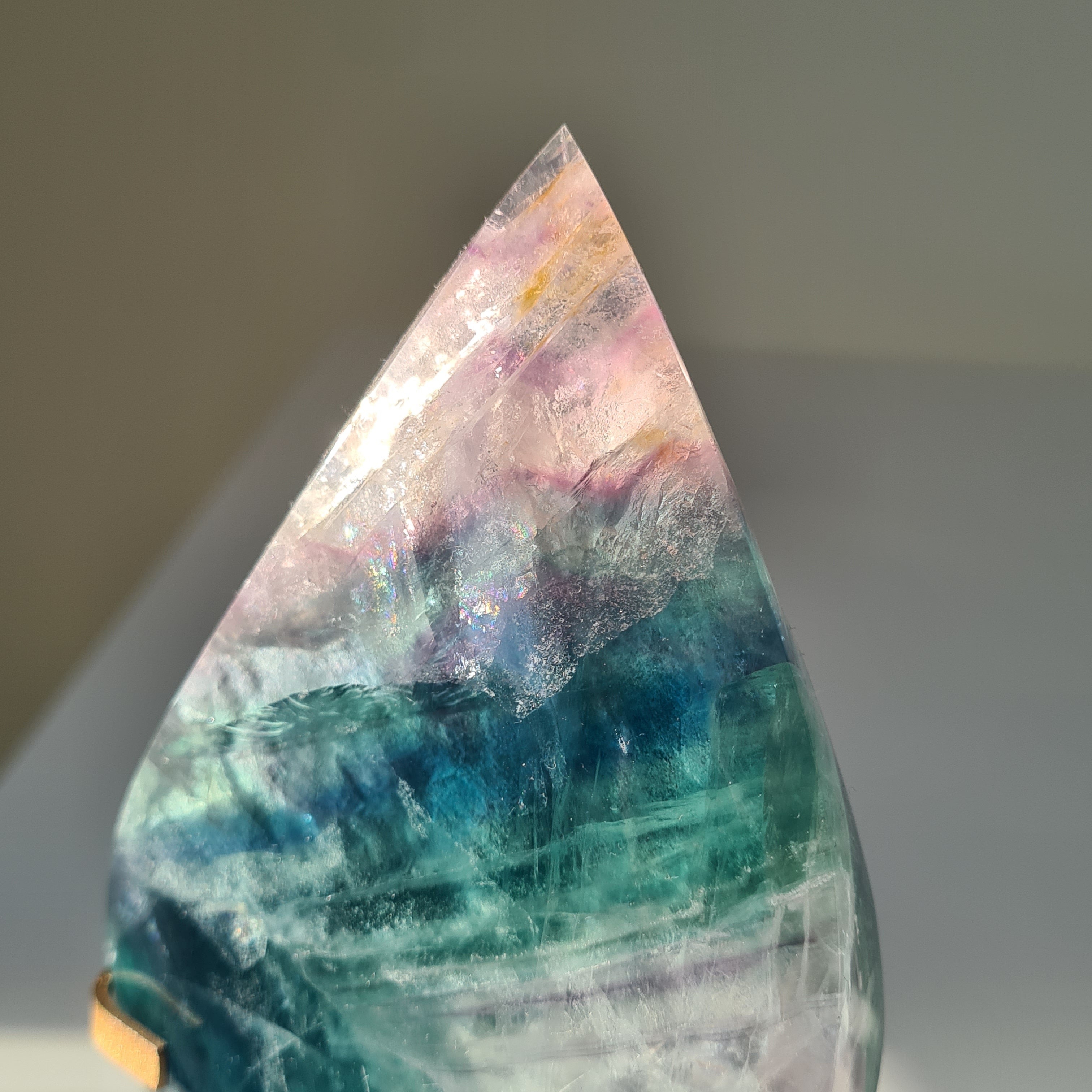 Dreamy Fluorite on Stand | Natural imperfections visible | 21.5 Cm tall with stand