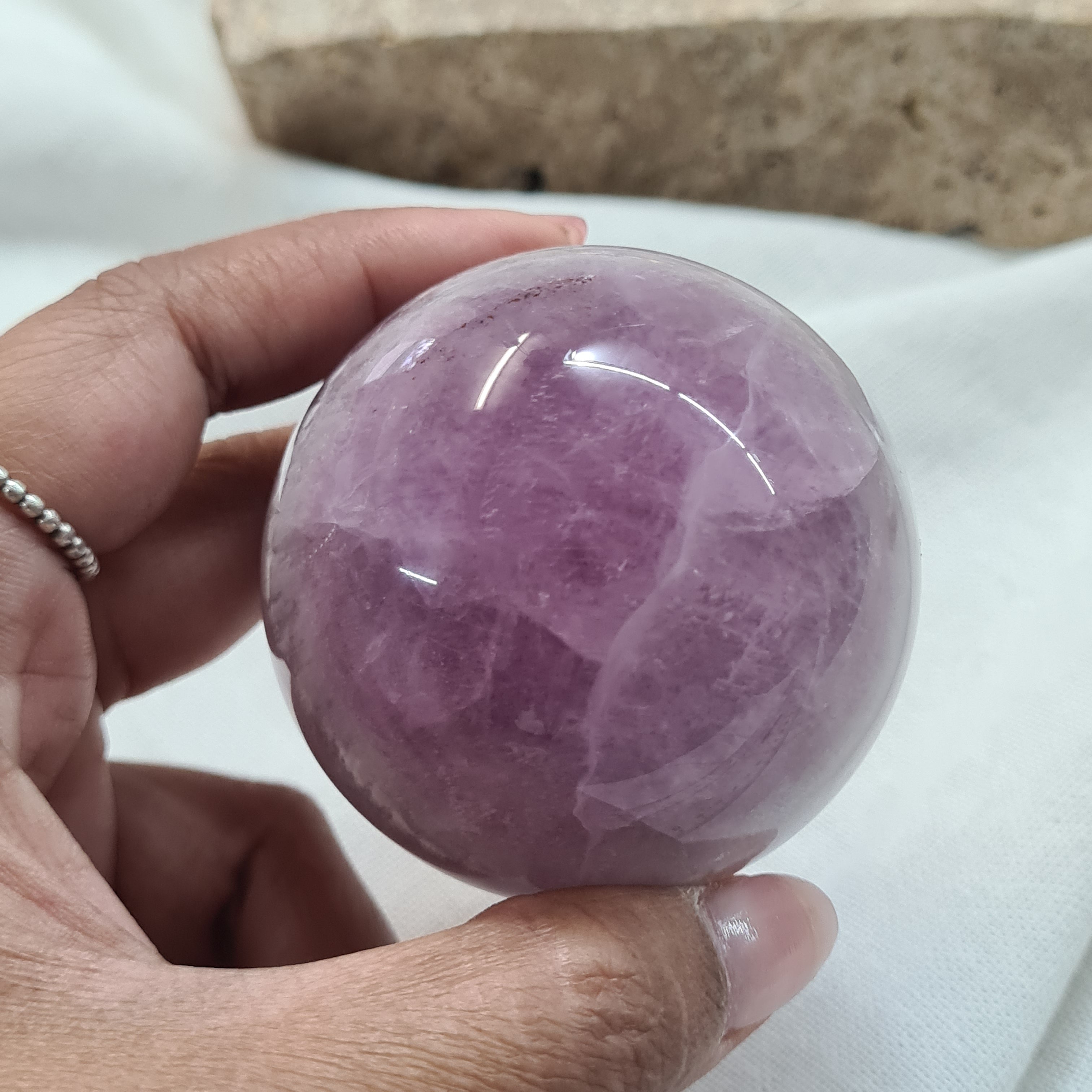 Lilac Fluorite Sphere with brass stand | 263 g