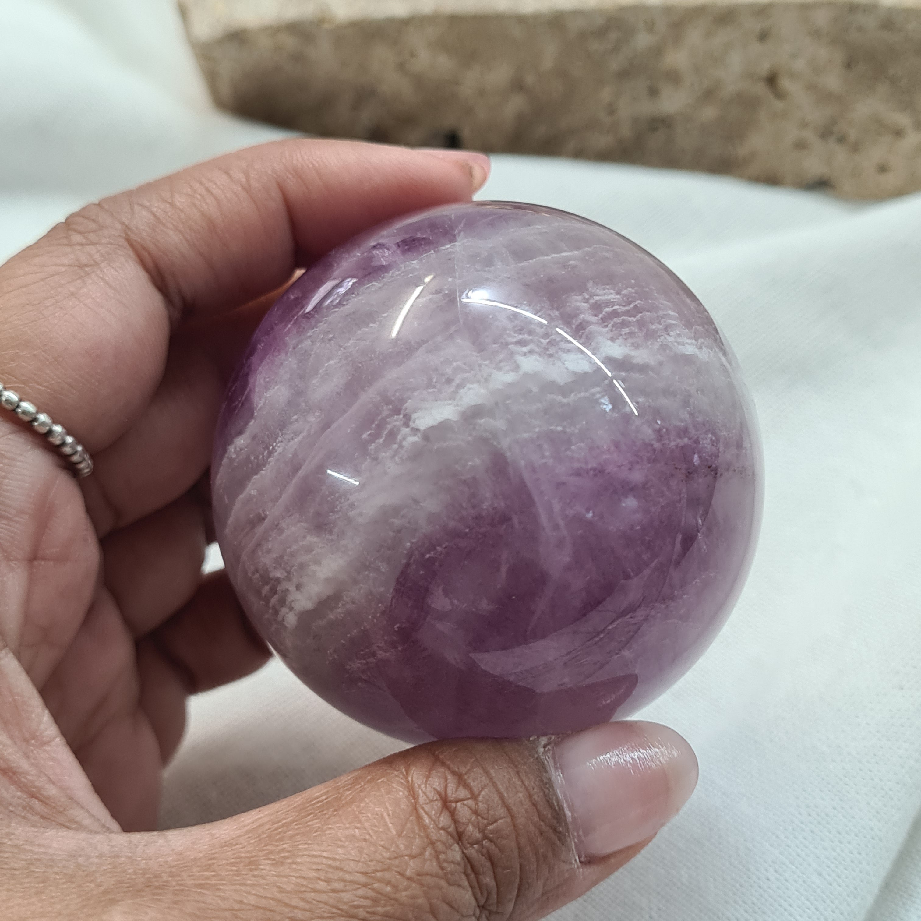 Lilac Fluorite Sphere with brass stand | 263 g