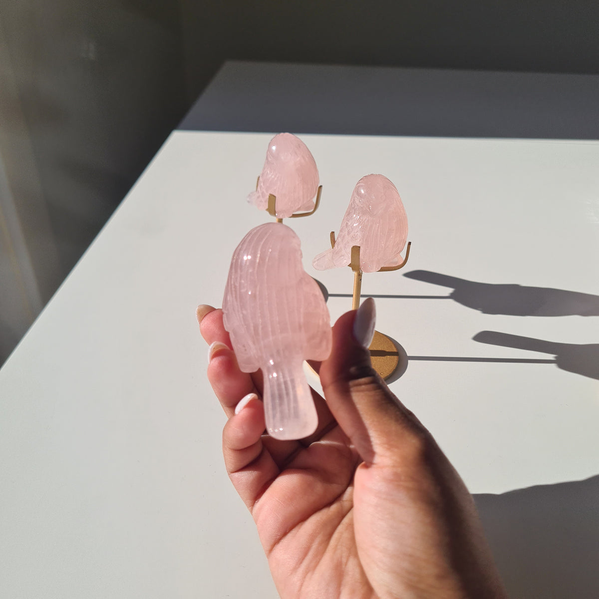 Rose Quartz Crystal Bird 🐦 | 1 Piece