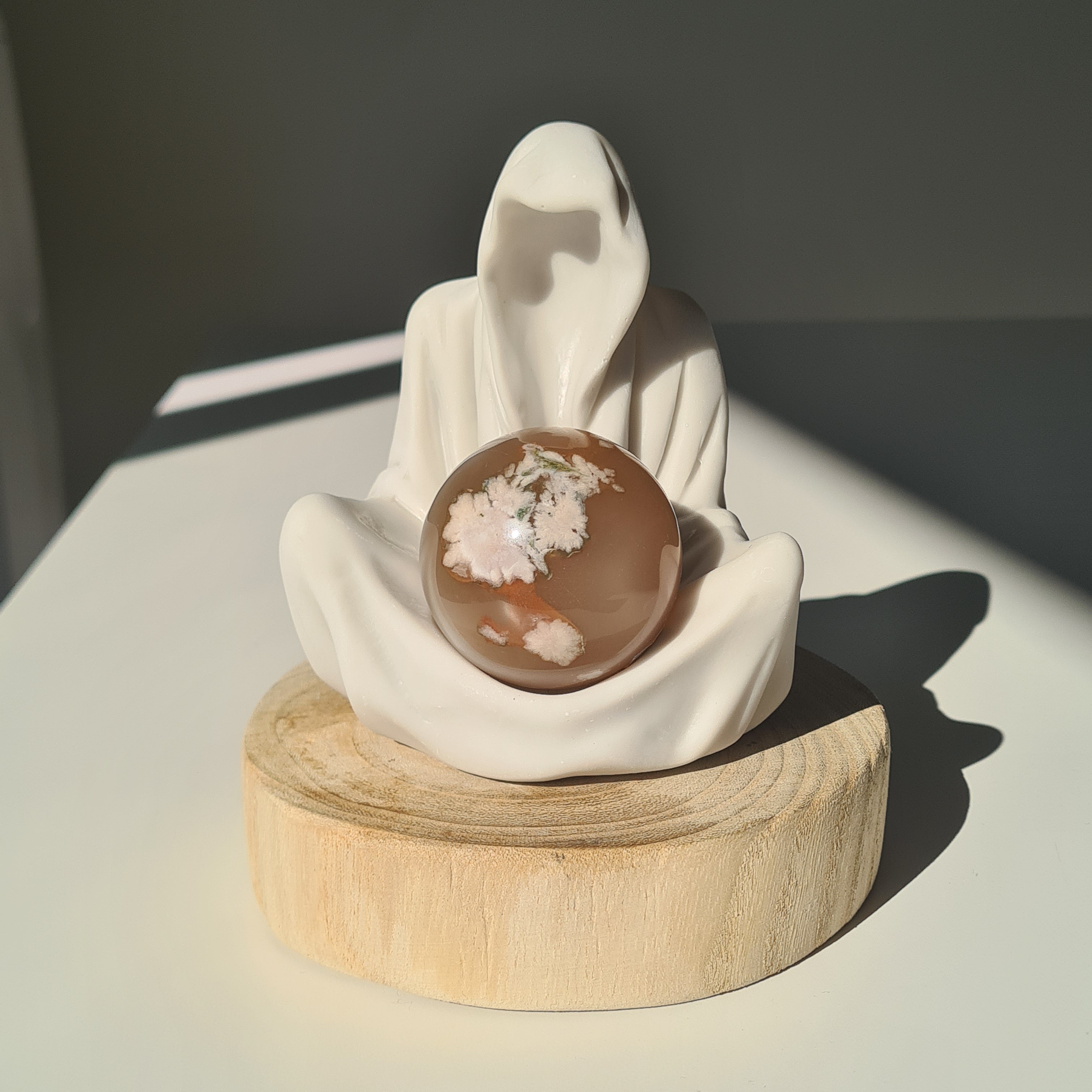 Gate Keeper with Flower Agate Sphere