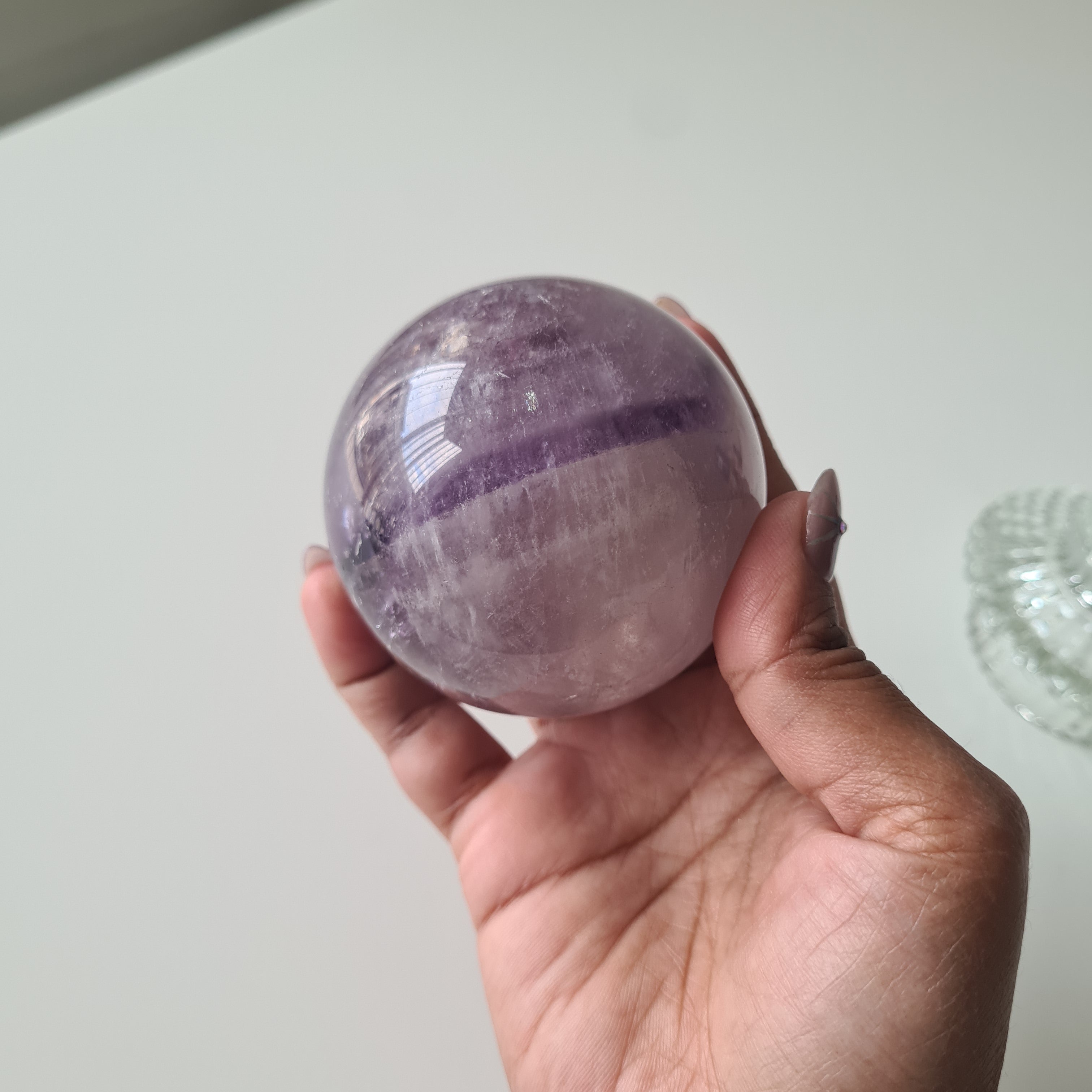Amethyst Phantom Sphere with stand