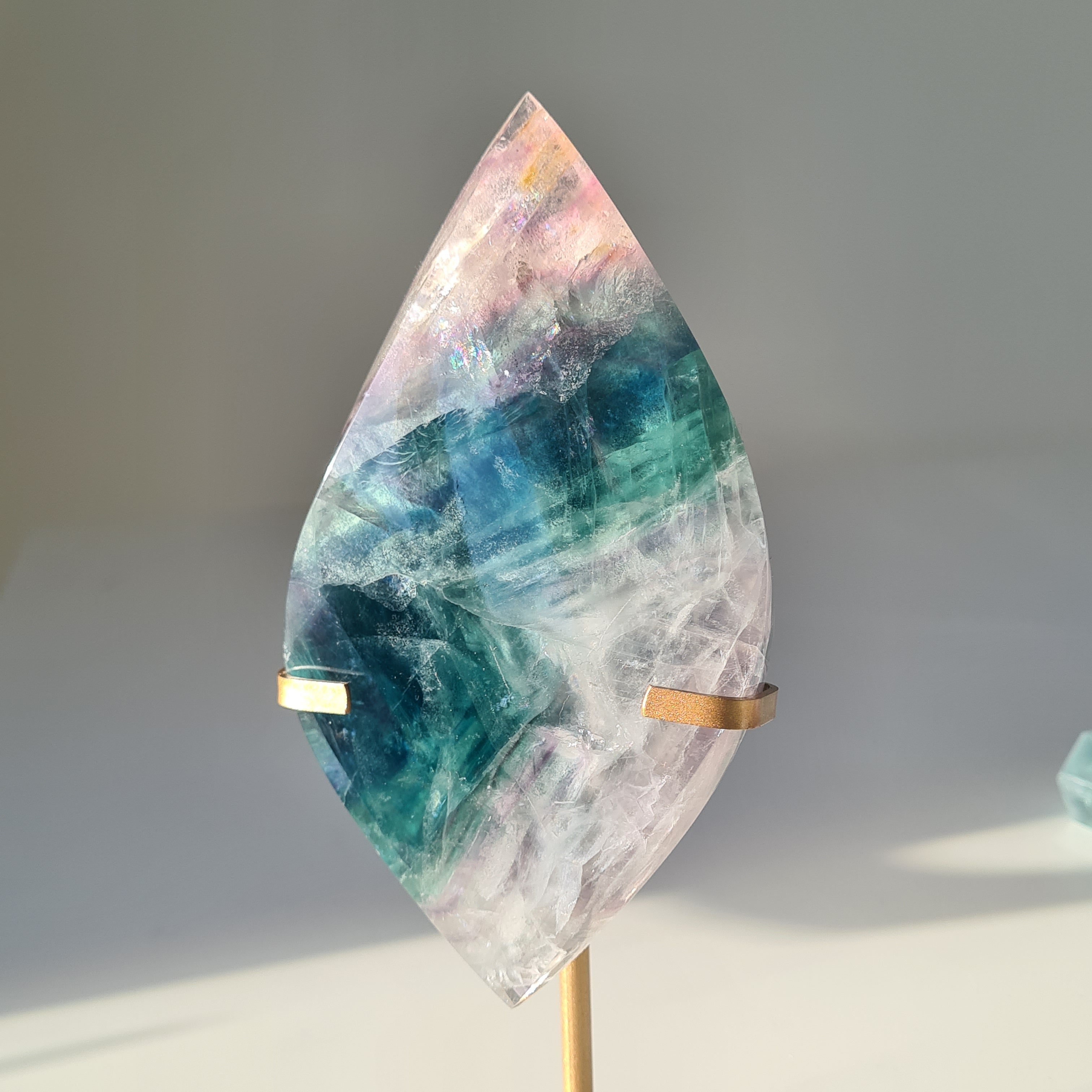 Dreamy Fluorite on Stand | Natural imperfections visible | 21.5 Cm tall with stand