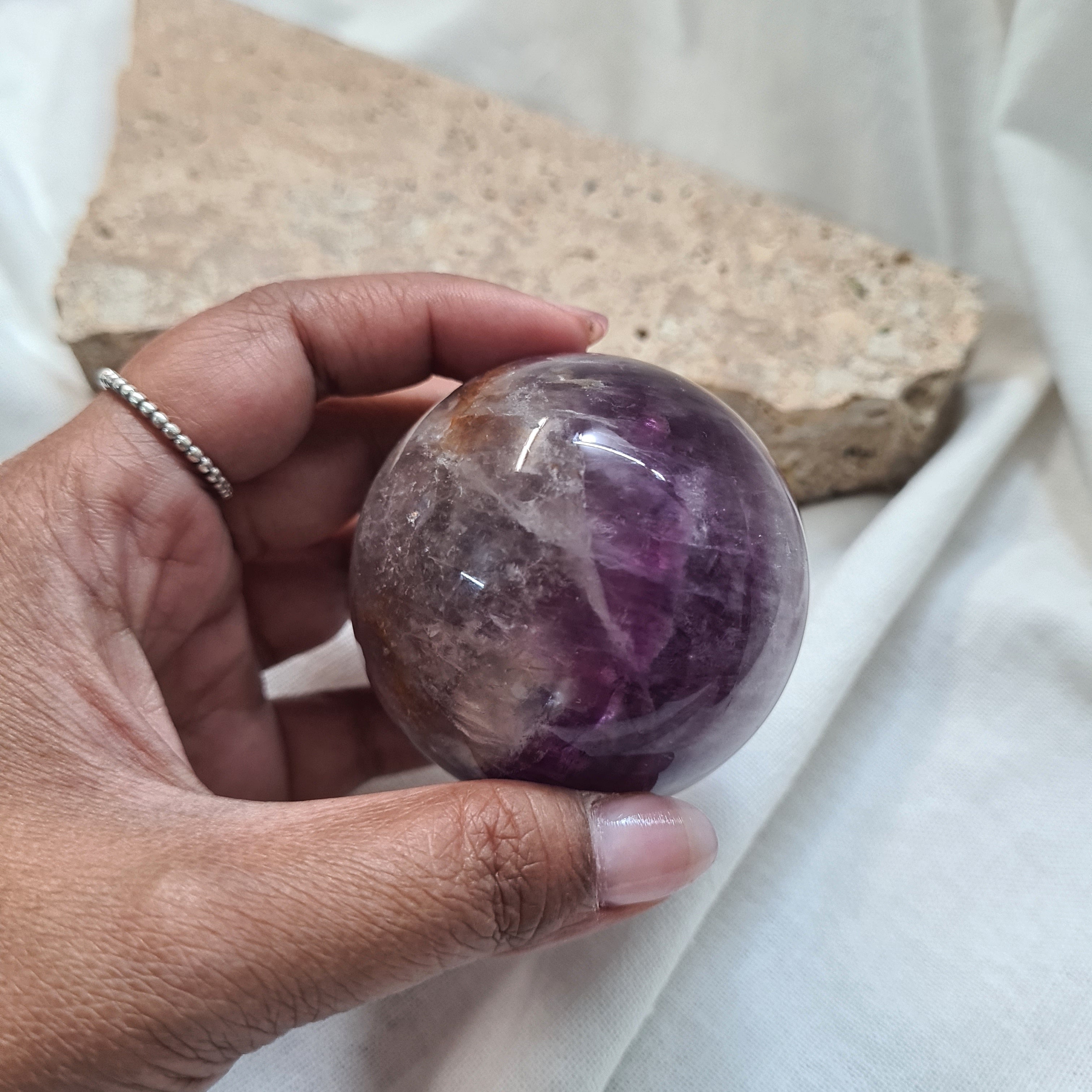 Purple Fluorite Sphere with brass stand | 283 g