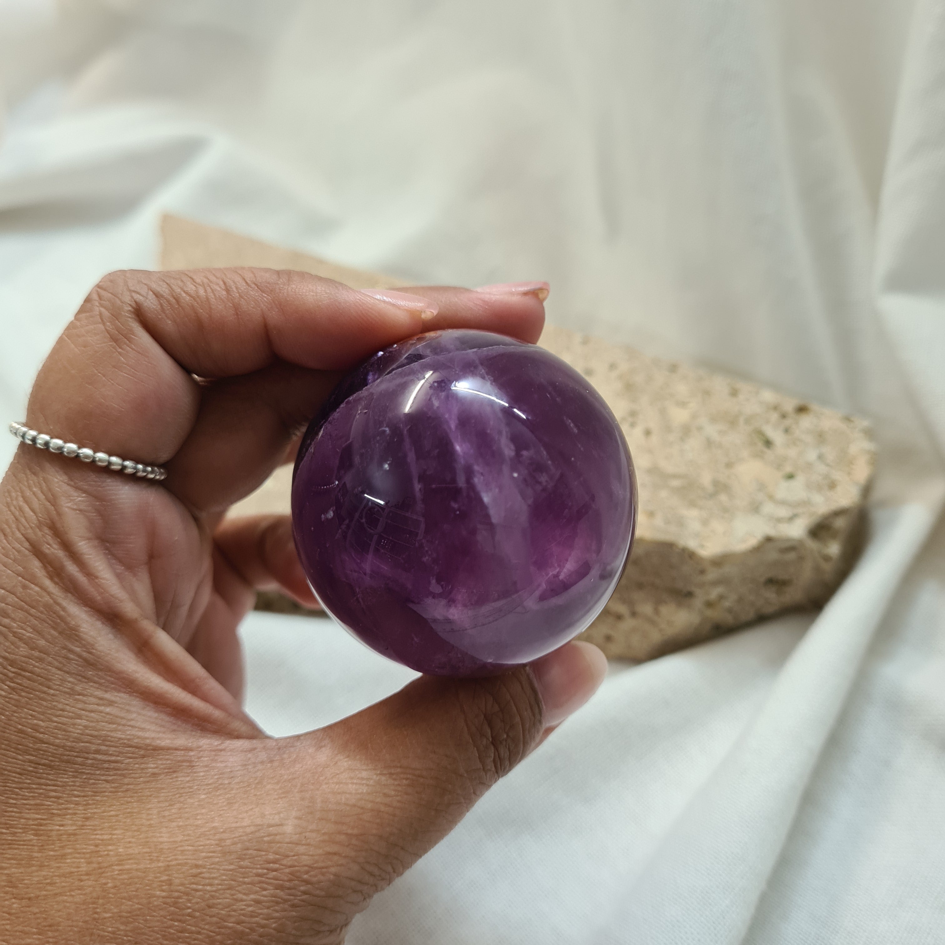 Purple Fluorite Sphere with brass stand | 182 g