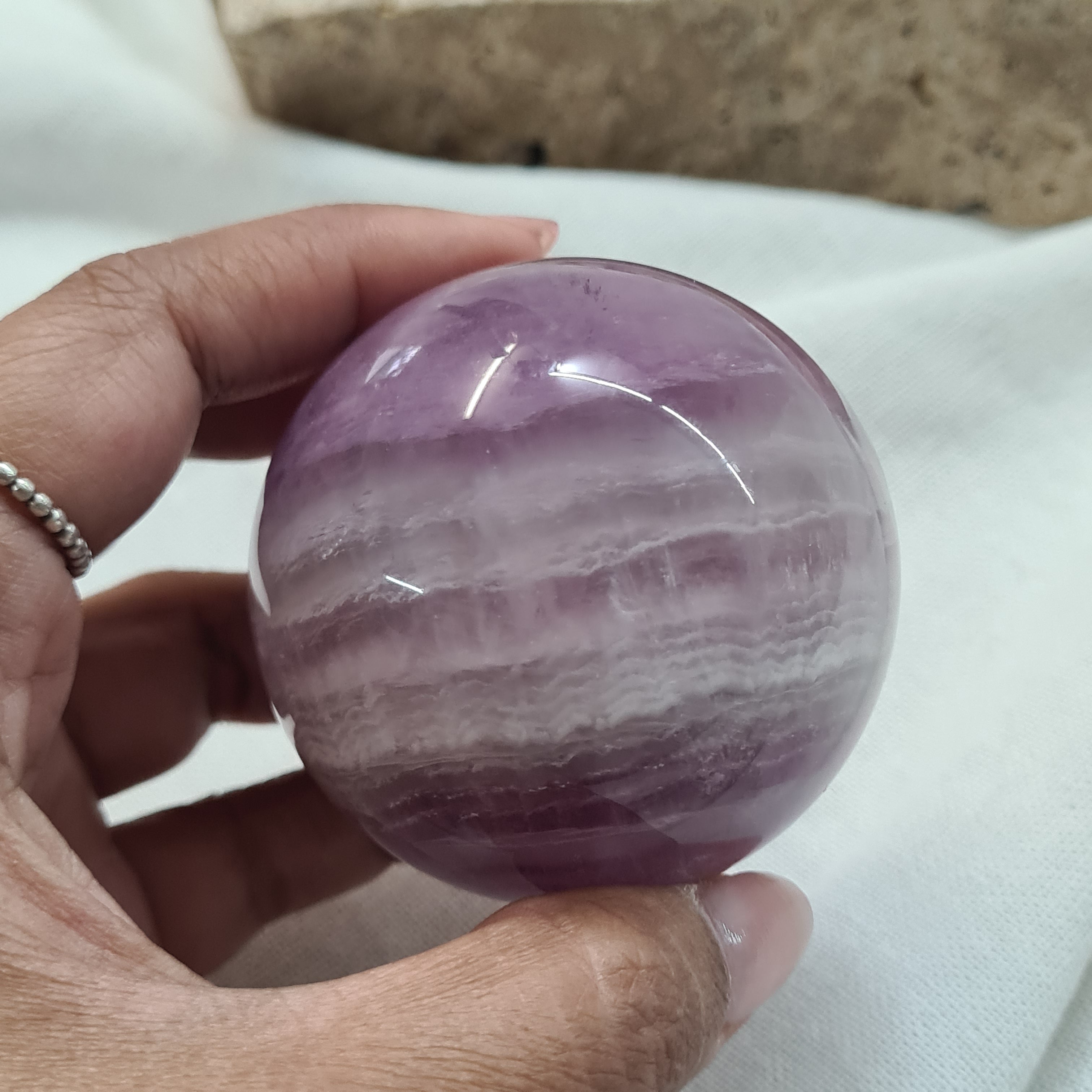 Lilac Fluorite Sphere with brass stand | 263 g