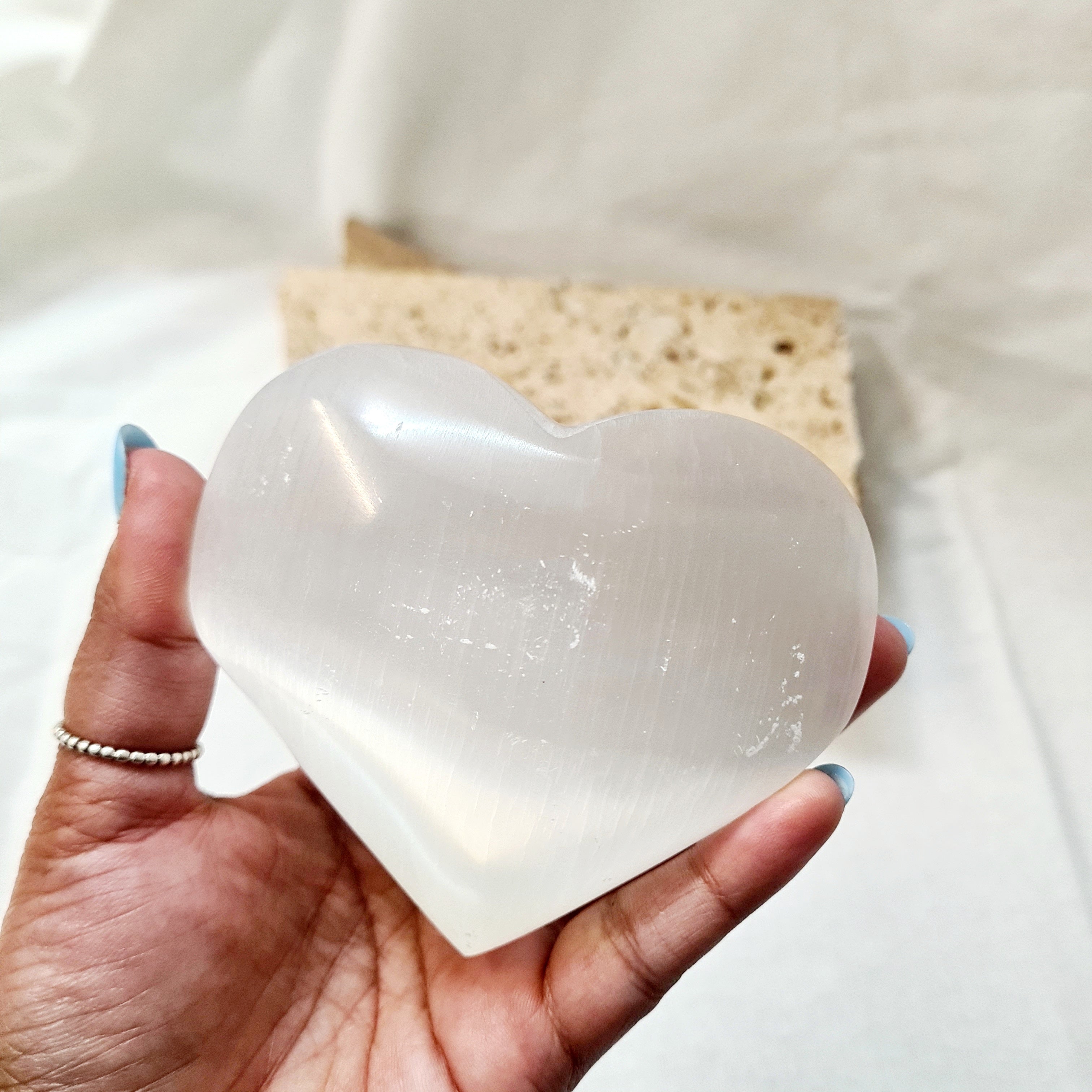 Selenite Puffy Heart | 8 cm