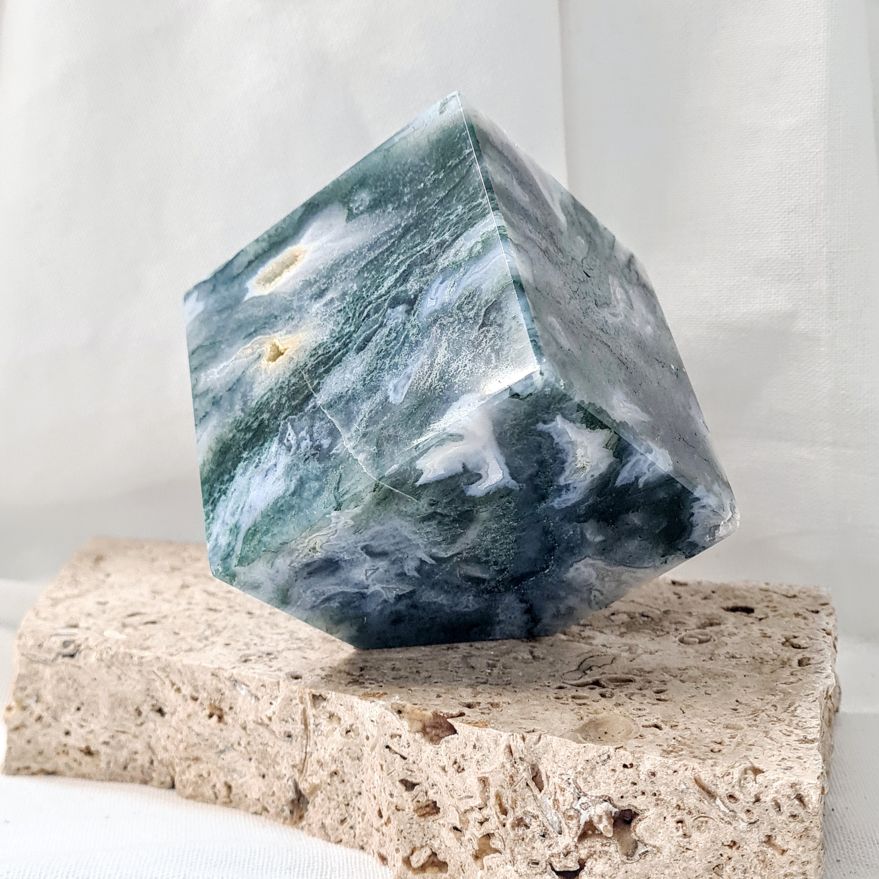 Moss Agate | Large cube