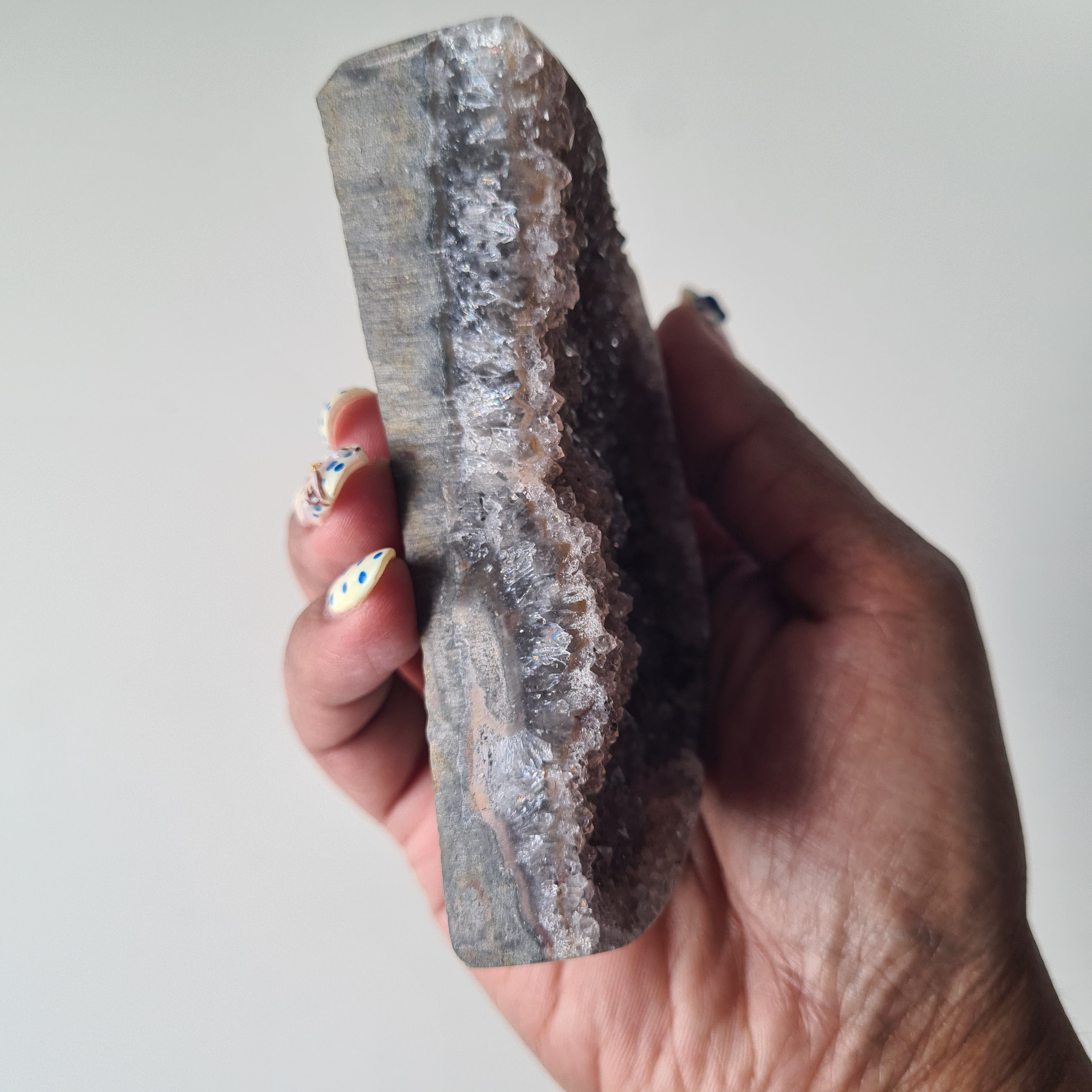 Smokey Amethyst Moon Carving 🌙 | 240 g | 9 cm