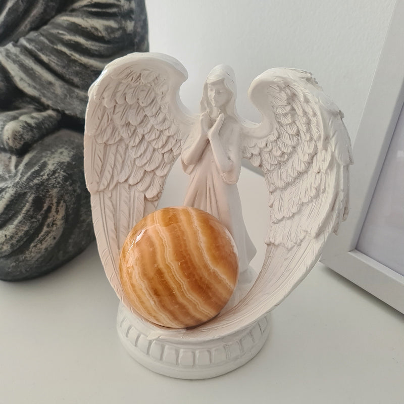 Angel Stand with Calcite Sphere