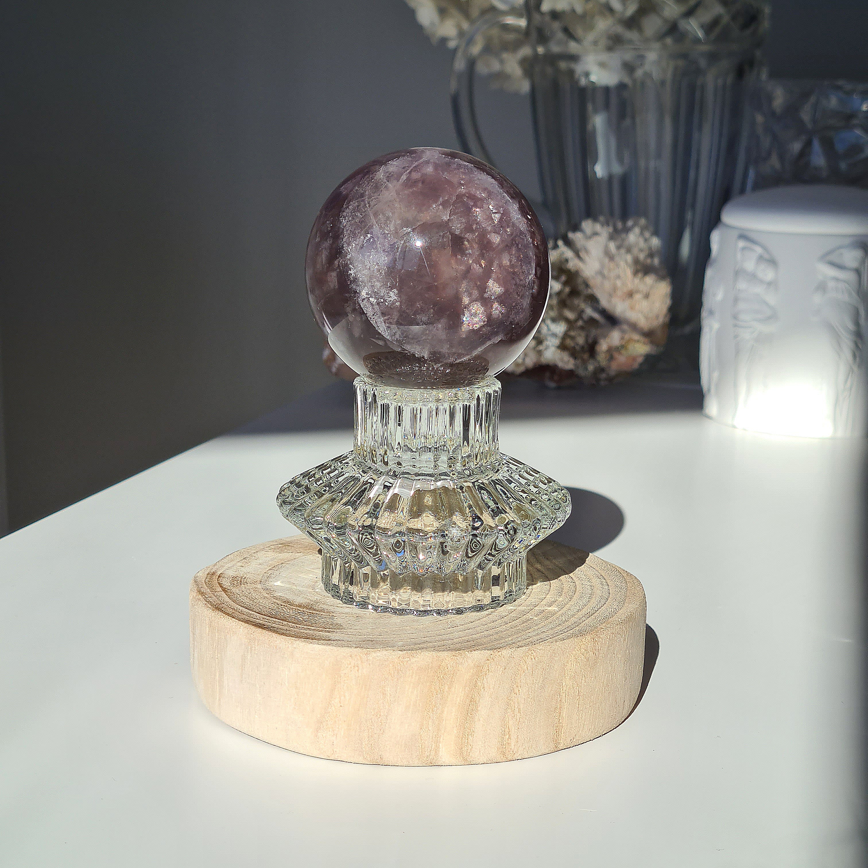Mica Fluorite Crystal Sphere With Stand | 429 g