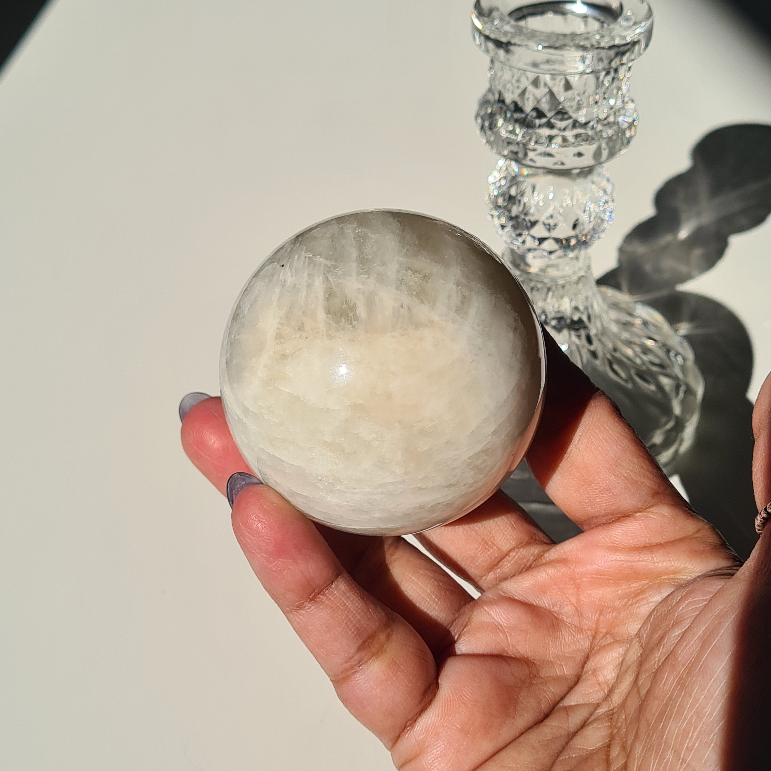Moonstone 🌙 Sphere with stand | D | 200 g | 5.2 cm
