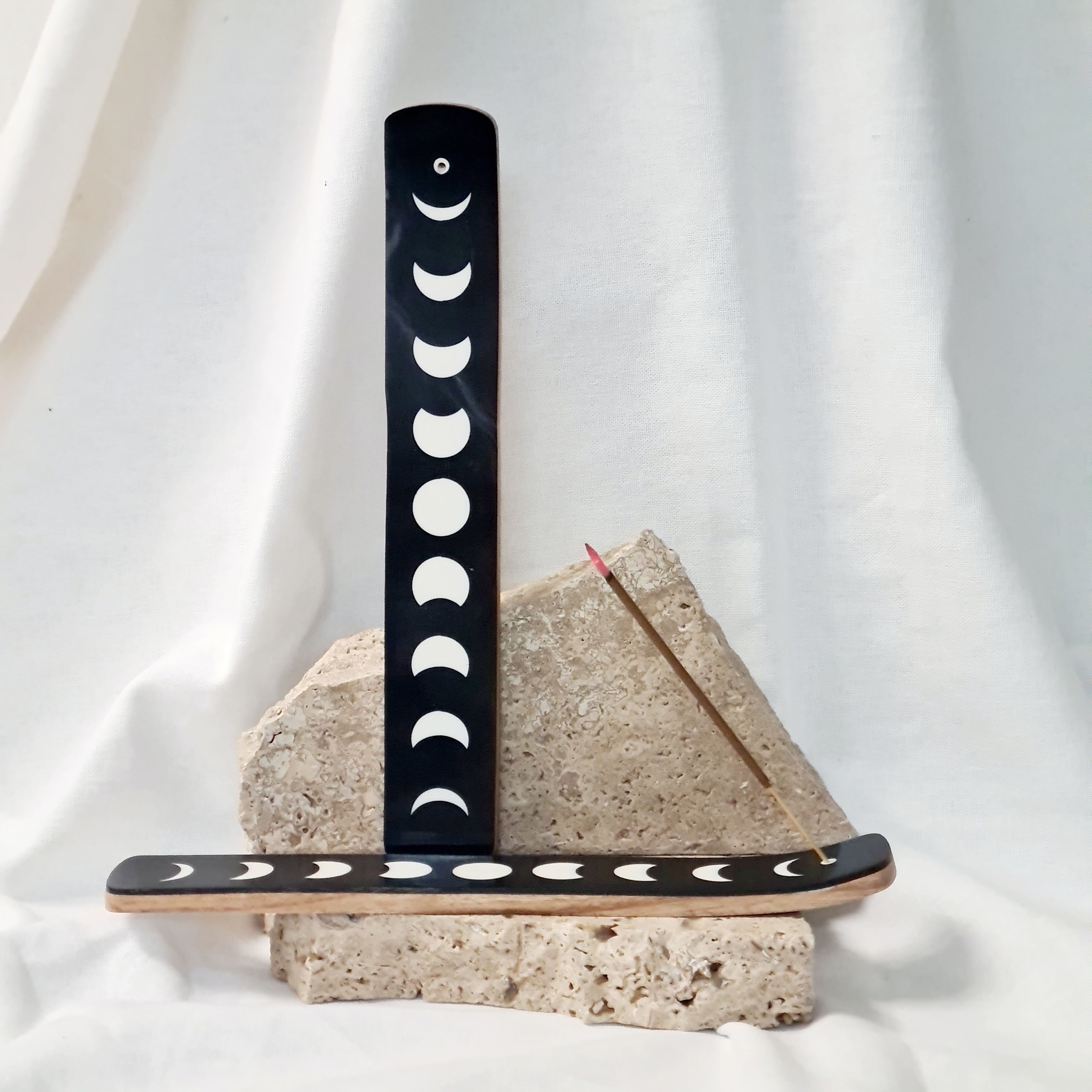 Moon Phase Incense Holder | Black