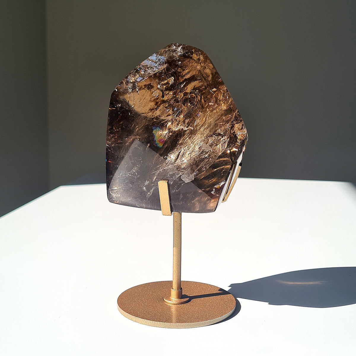 Smokey Quartz Crystal Polished Free Form | Custom Stand | 900 g | 9.3x8.3 cm crystal