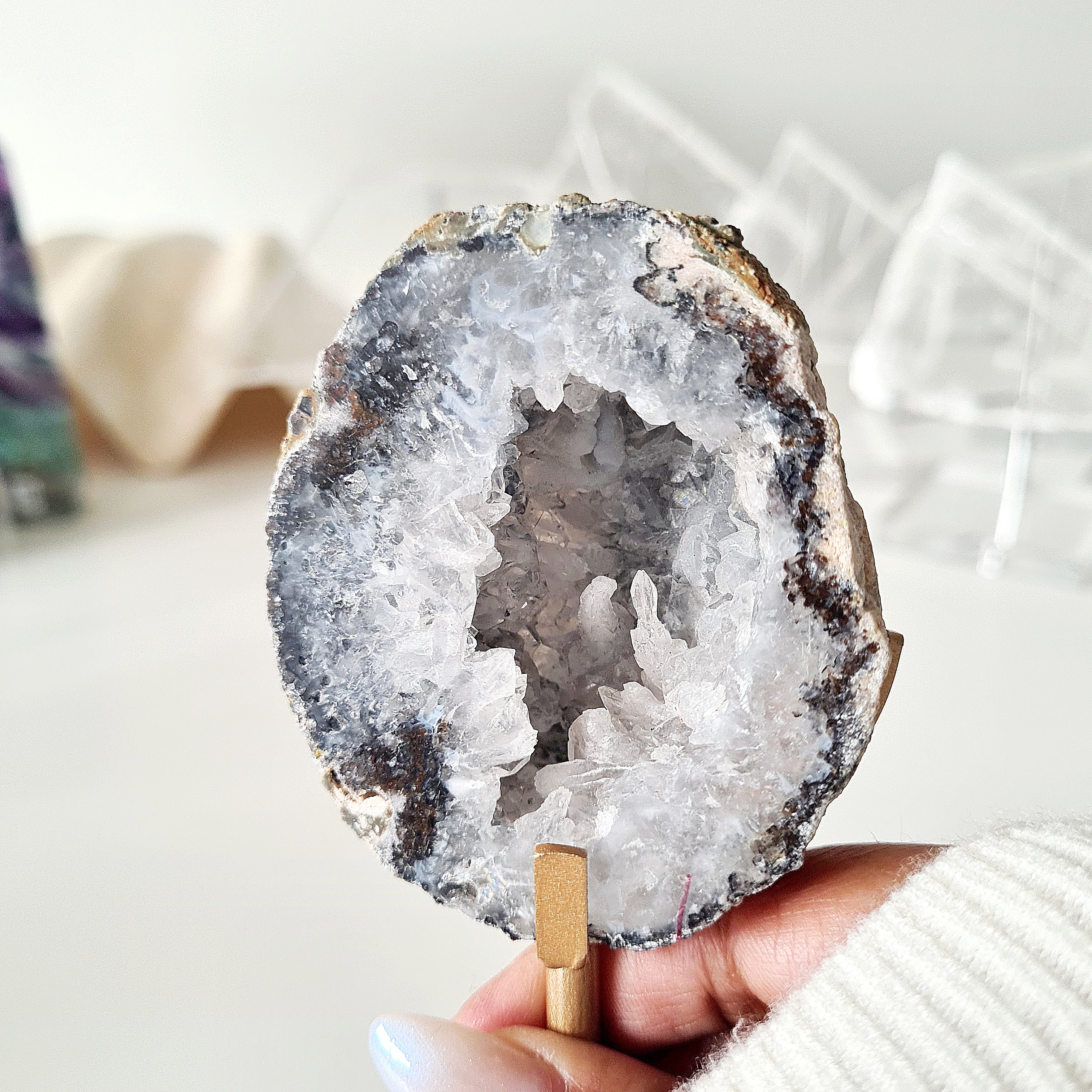 Natural Agate Geode On Stand | B