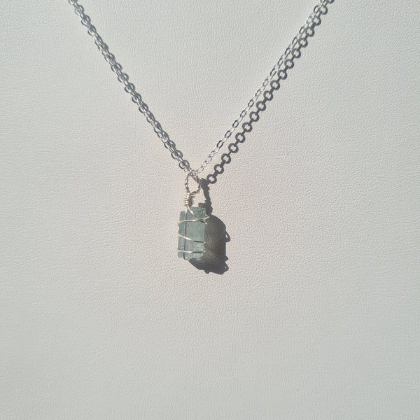 Aquamarine Necklace ~ Silver tone