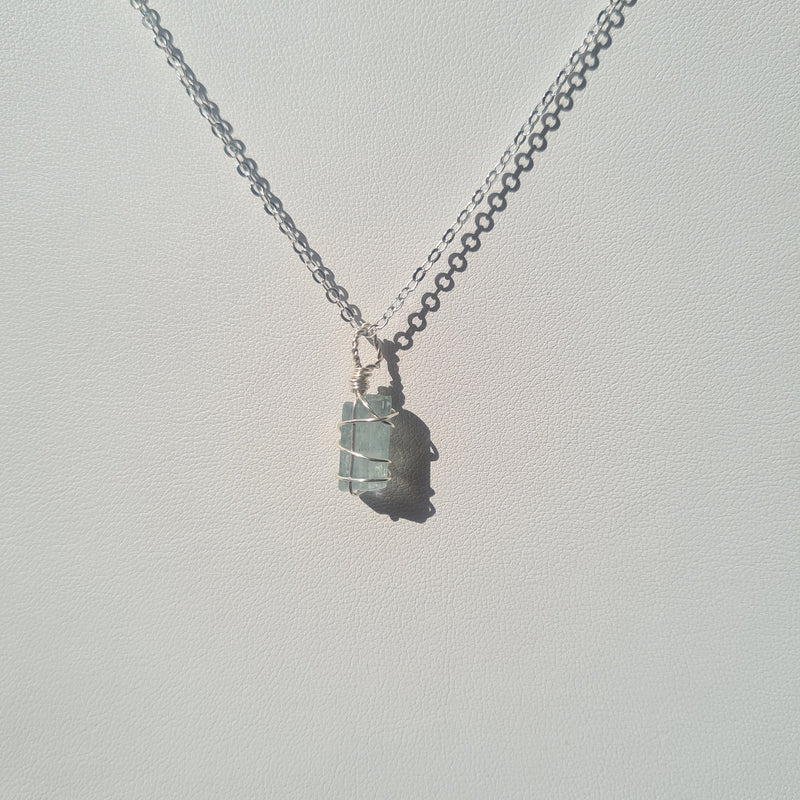 Aquamarine Necklace ~ Silver tone