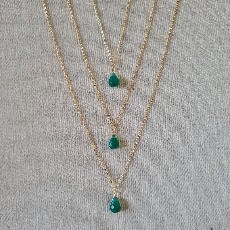 Green Onyx Necklace ~ Comfort (Gold)
