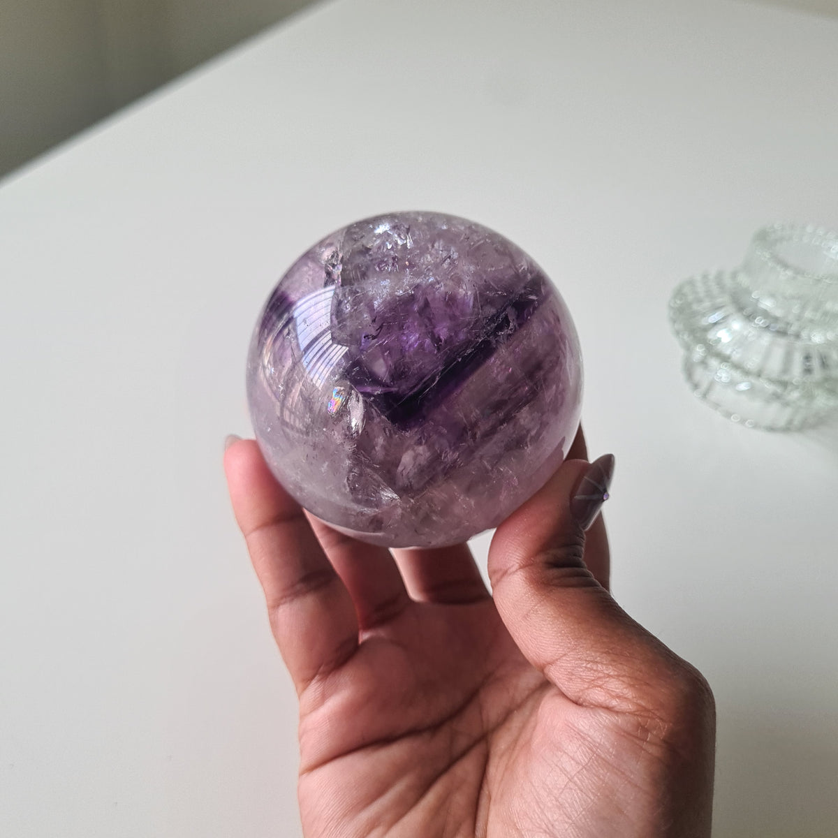 Amethyst Phantom Sphere with stand