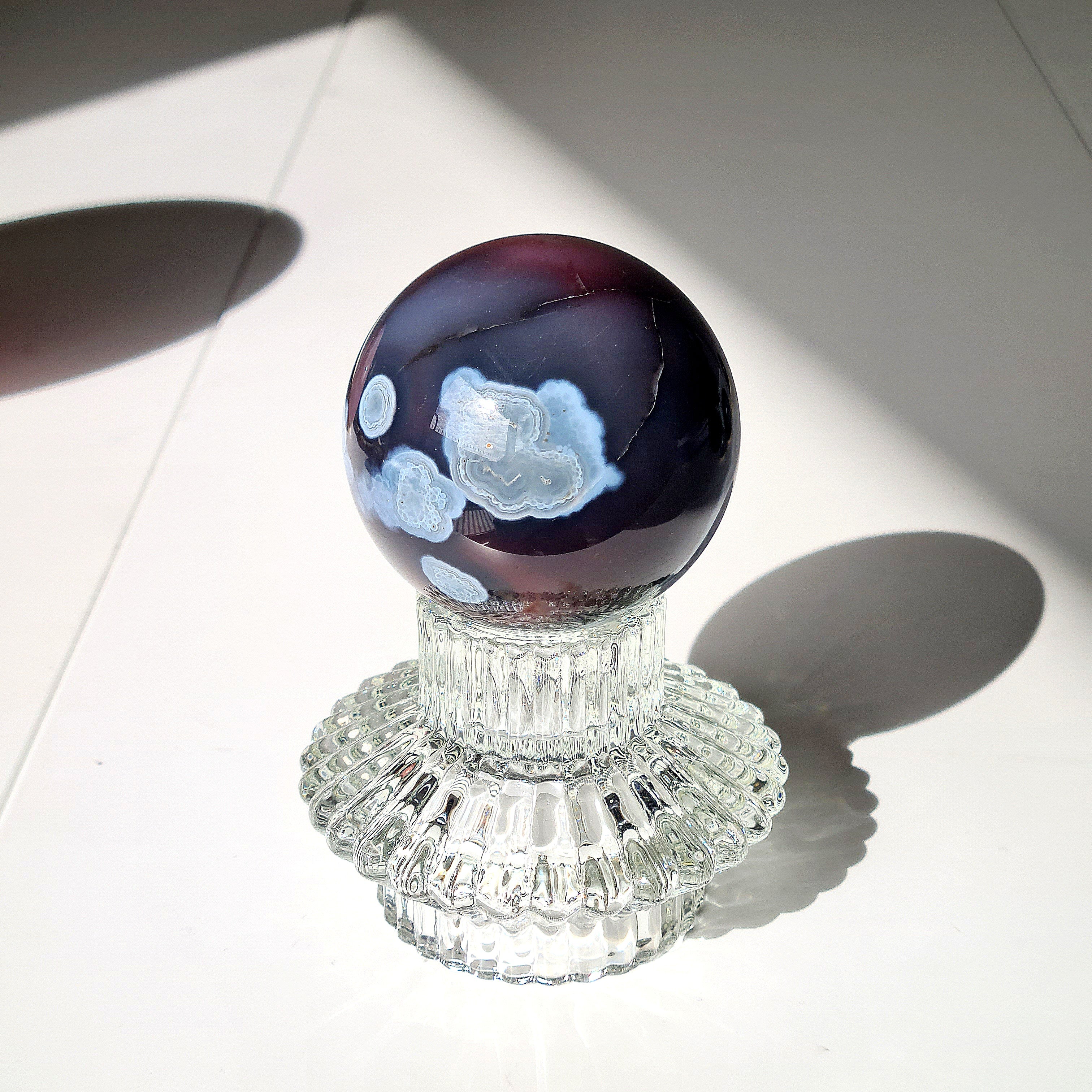 Swazi Agate Sphere with glass stand | C | 290 g | Appx 5.8 cm