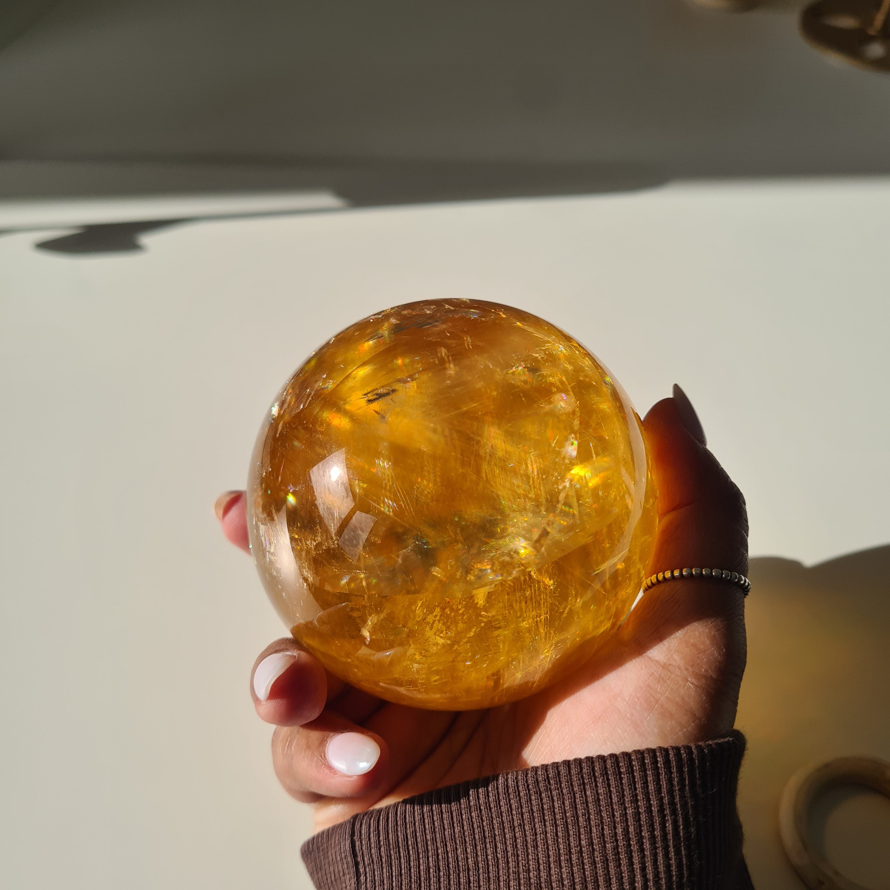 Ethereal Honey Calcite Sphere | B | 690 g | 7.7 cm