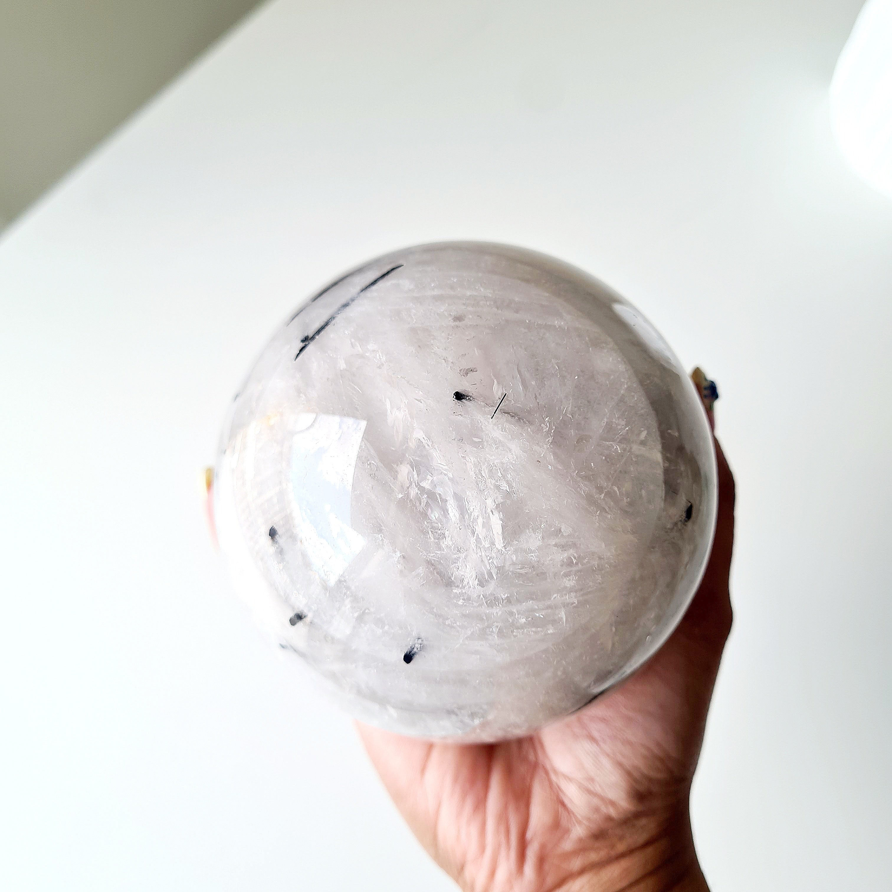 Tourmalinated Quartz | 1.4 kg with metal stand | 9.8 Cm