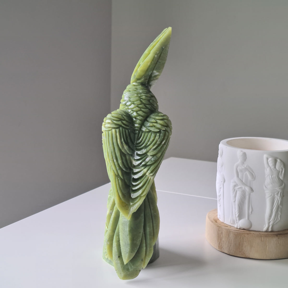 Jade Crystal Bird | Piece E | Handcarved | 24.5 cm tall