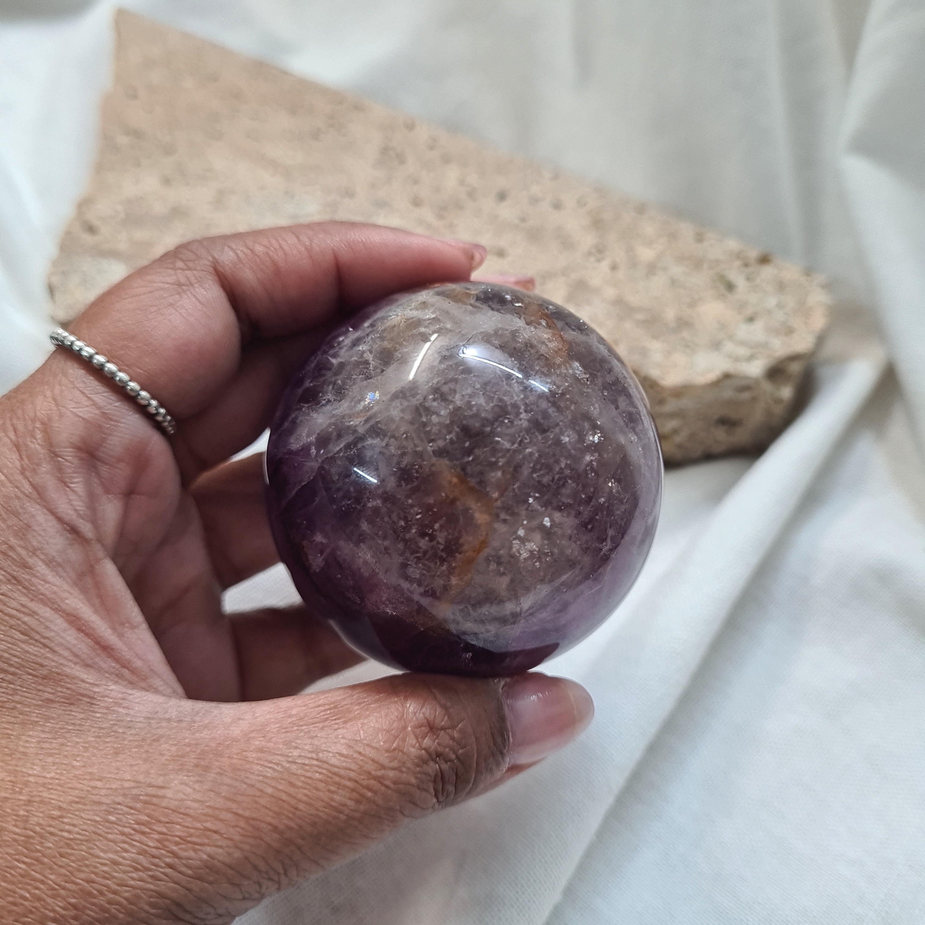 Purple Fluorite Sphere with brass stand | 283 g