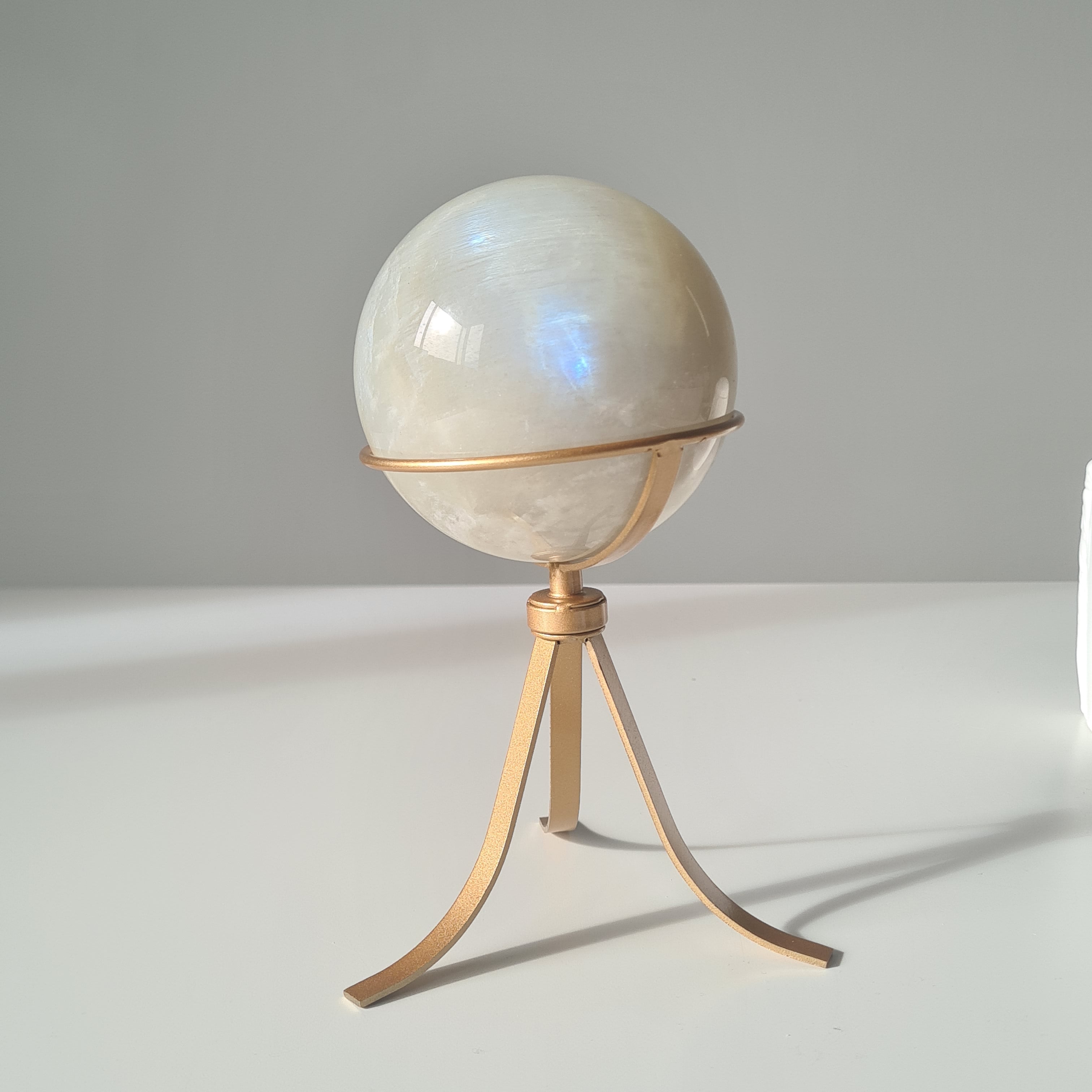 Moonstone Sphere with Blue Flash on custom stand  ✨ | A | Appx 890 g