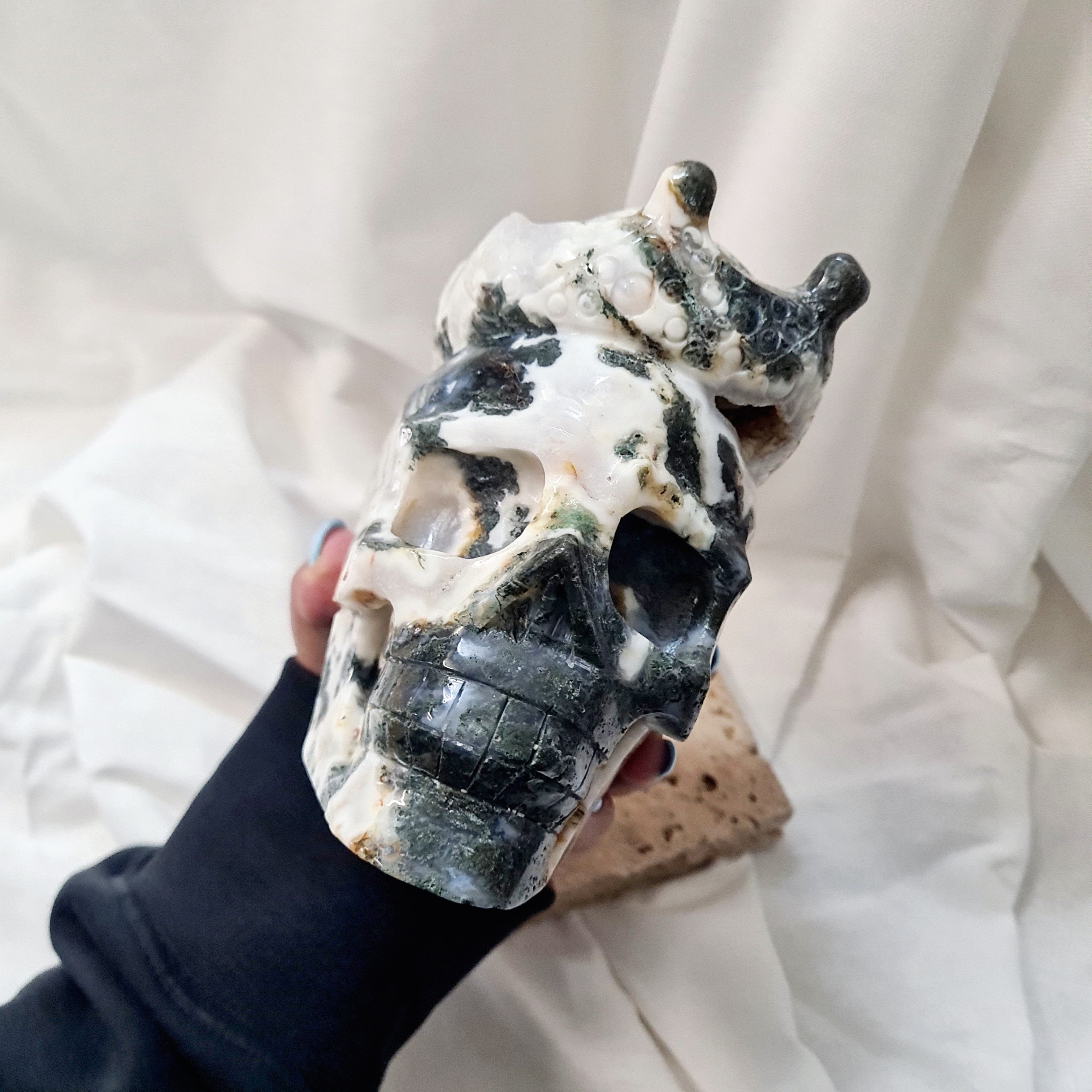 Moss Agate Skull | One of a kind