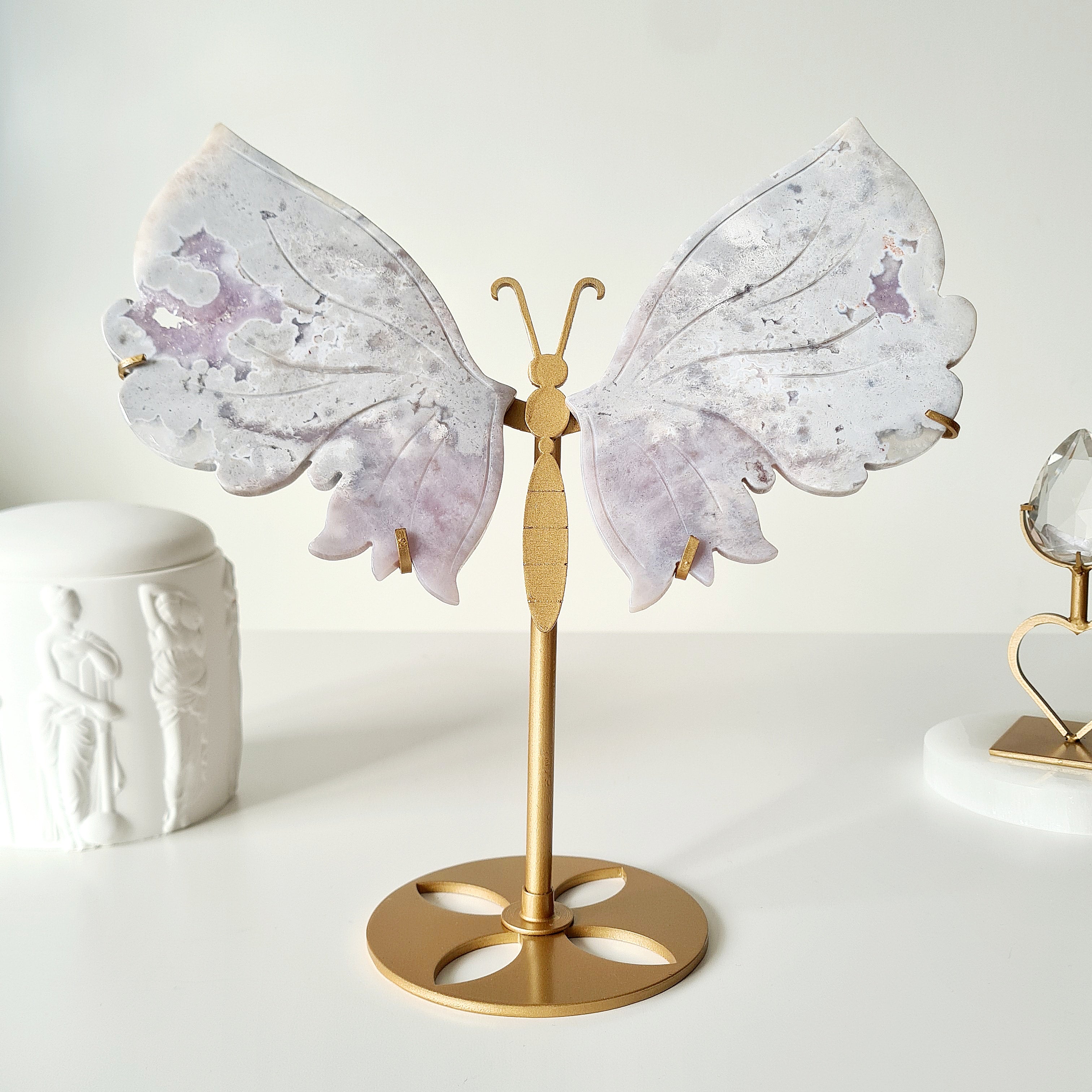 Flower Agate Butterfly 🦋 | 23 cm tall with stand